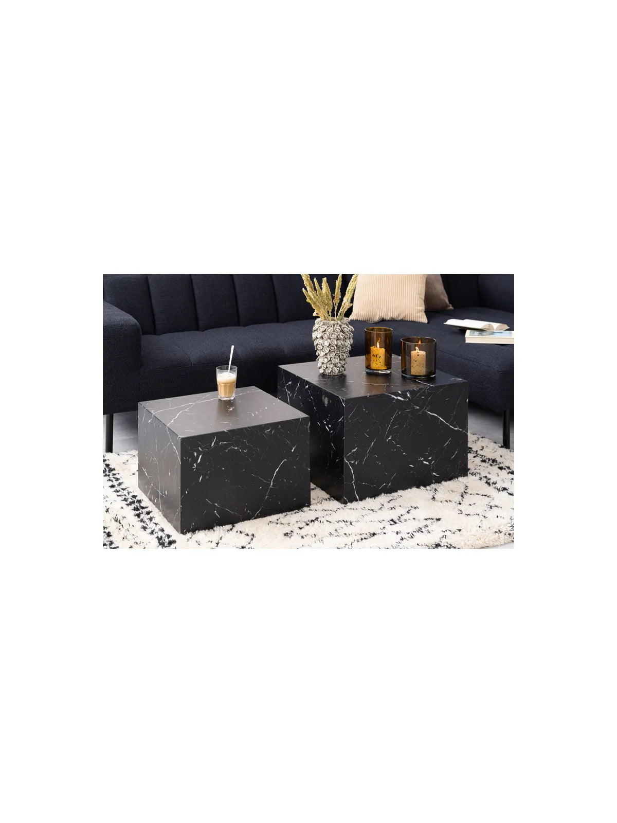 Dice Couchtisch Marmor Schwarz Marquina Rau Papier