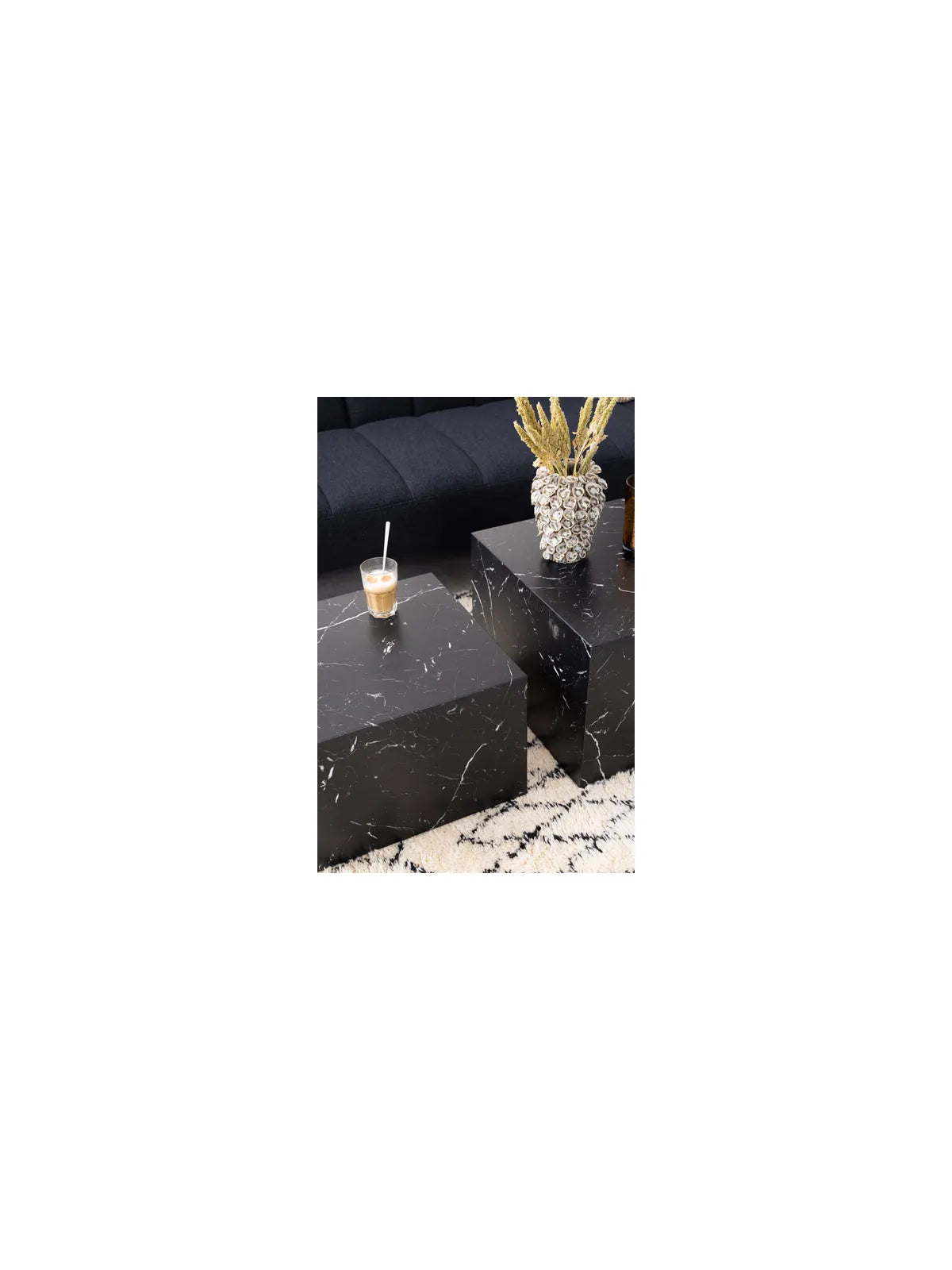 Dice Couchtisch Marmor Schwarz Marquina Rau Papier
