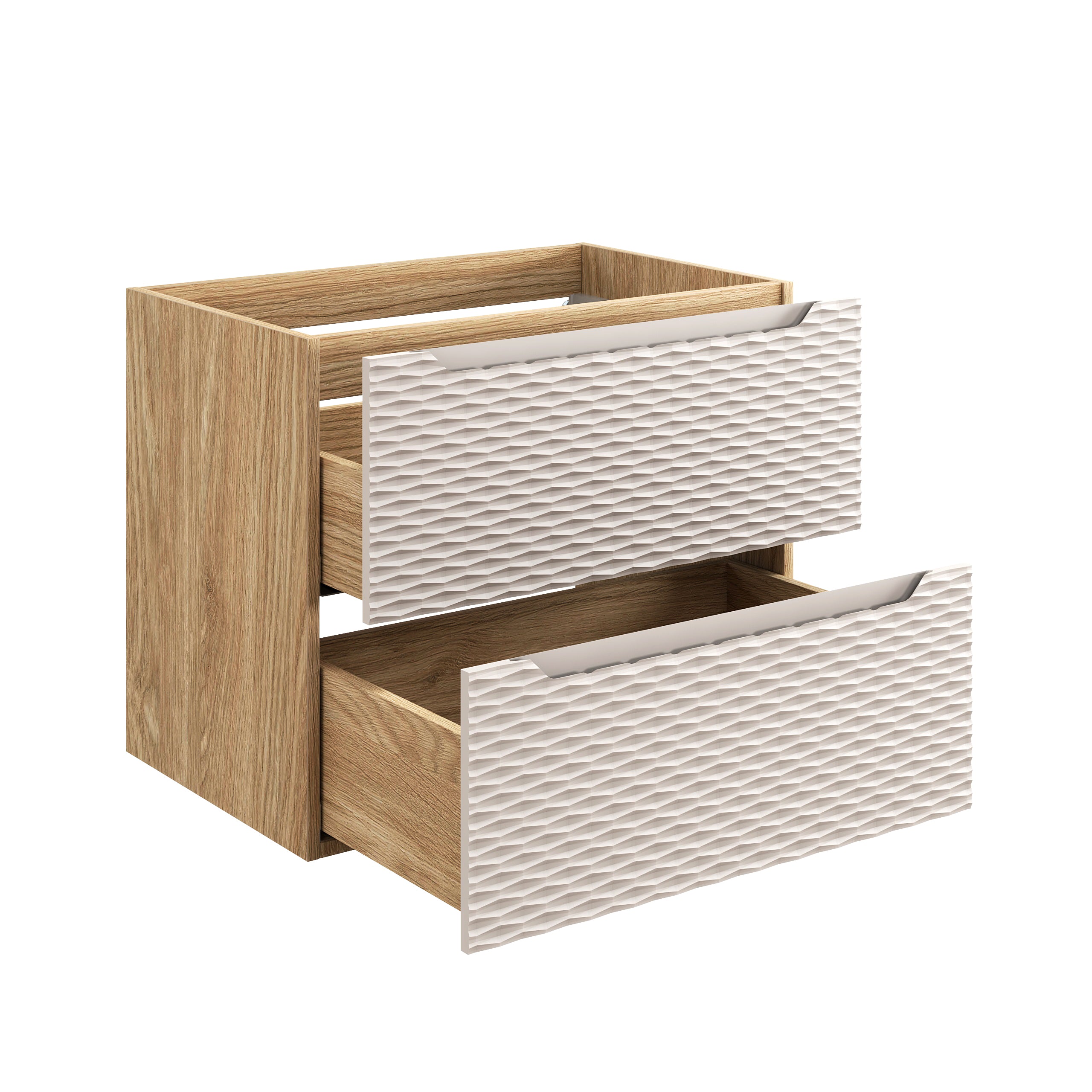 Ocean Unterschrank für Waschbecken, 70 cm, 2 Schubladen Beige, Eiche geölt
