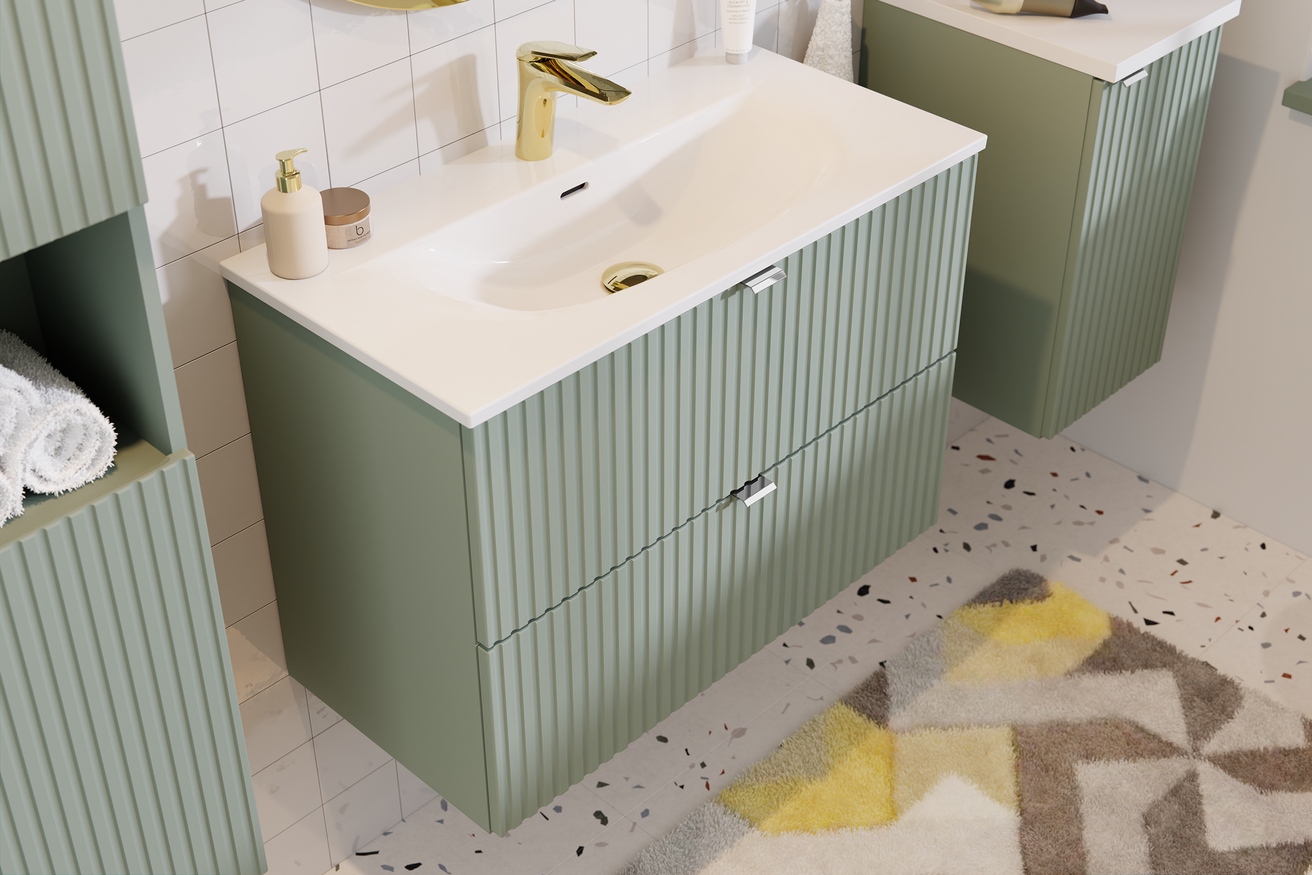 Line Unterschrank für Waschbecken, 60 cm, 2 Schubladen