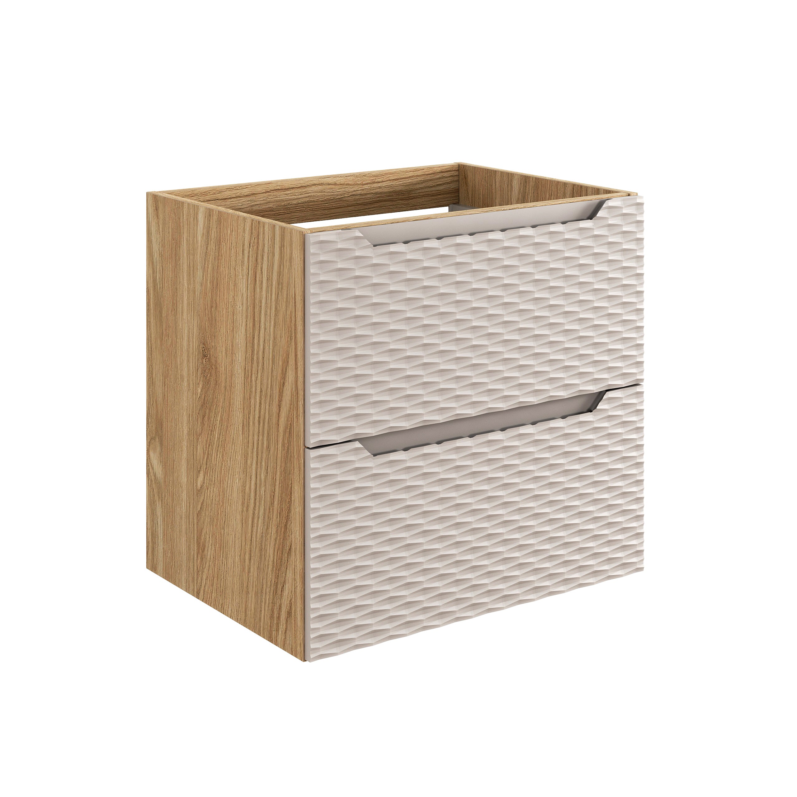 Ocean Unterschrank für Waschbecken, 60 cm, 2 Schubladen Beige, Eiche geölt
