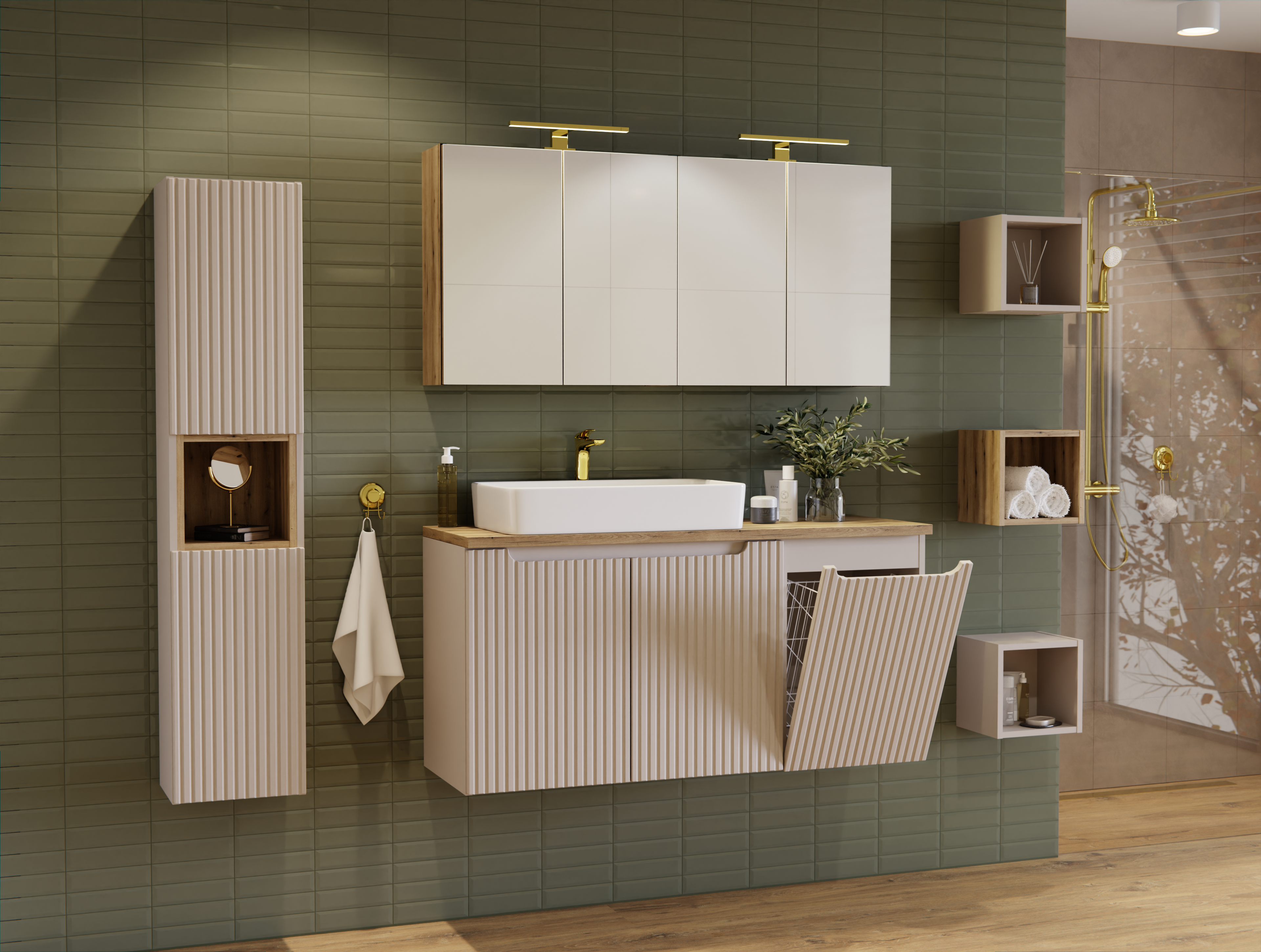 Nova Unterschrank für Waschbecken, 80 cm, 2 Türen Kaschmir Matt