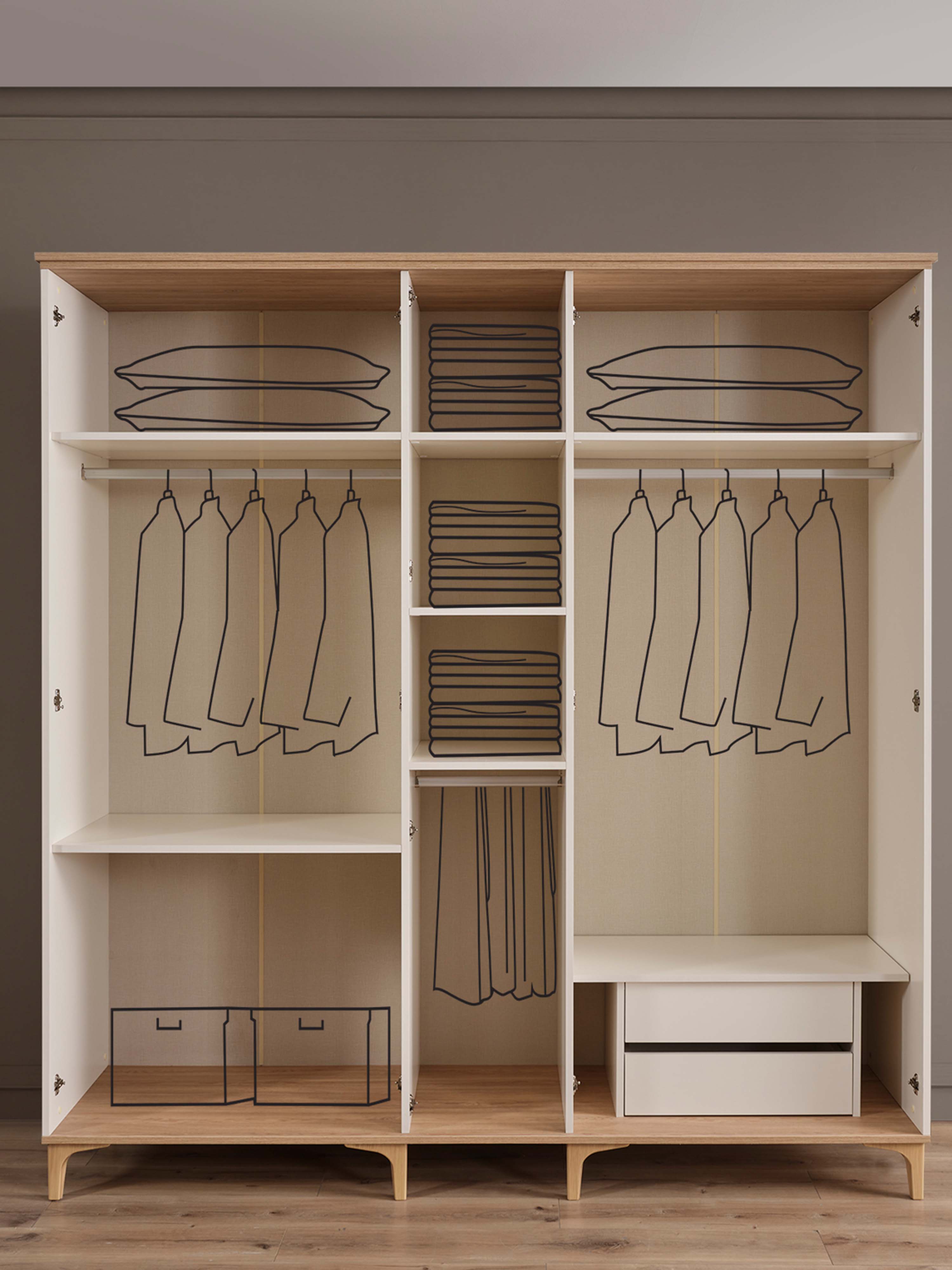 Bella Schlafzimmerschrank 6-Türen