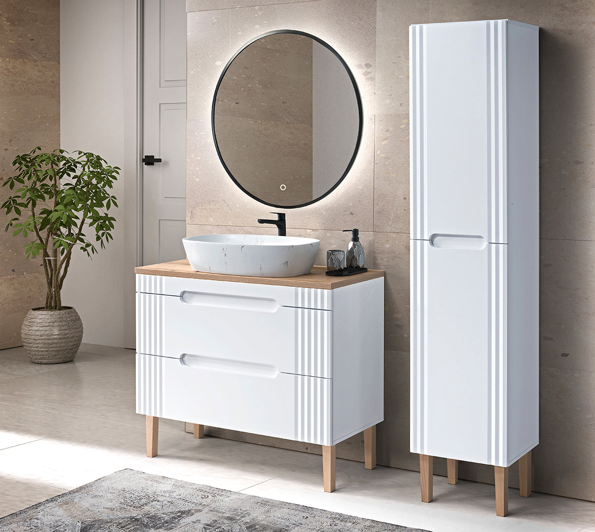 Fiji Unterschrank für Waschbecken, 120 cm, 2 Schubladen
