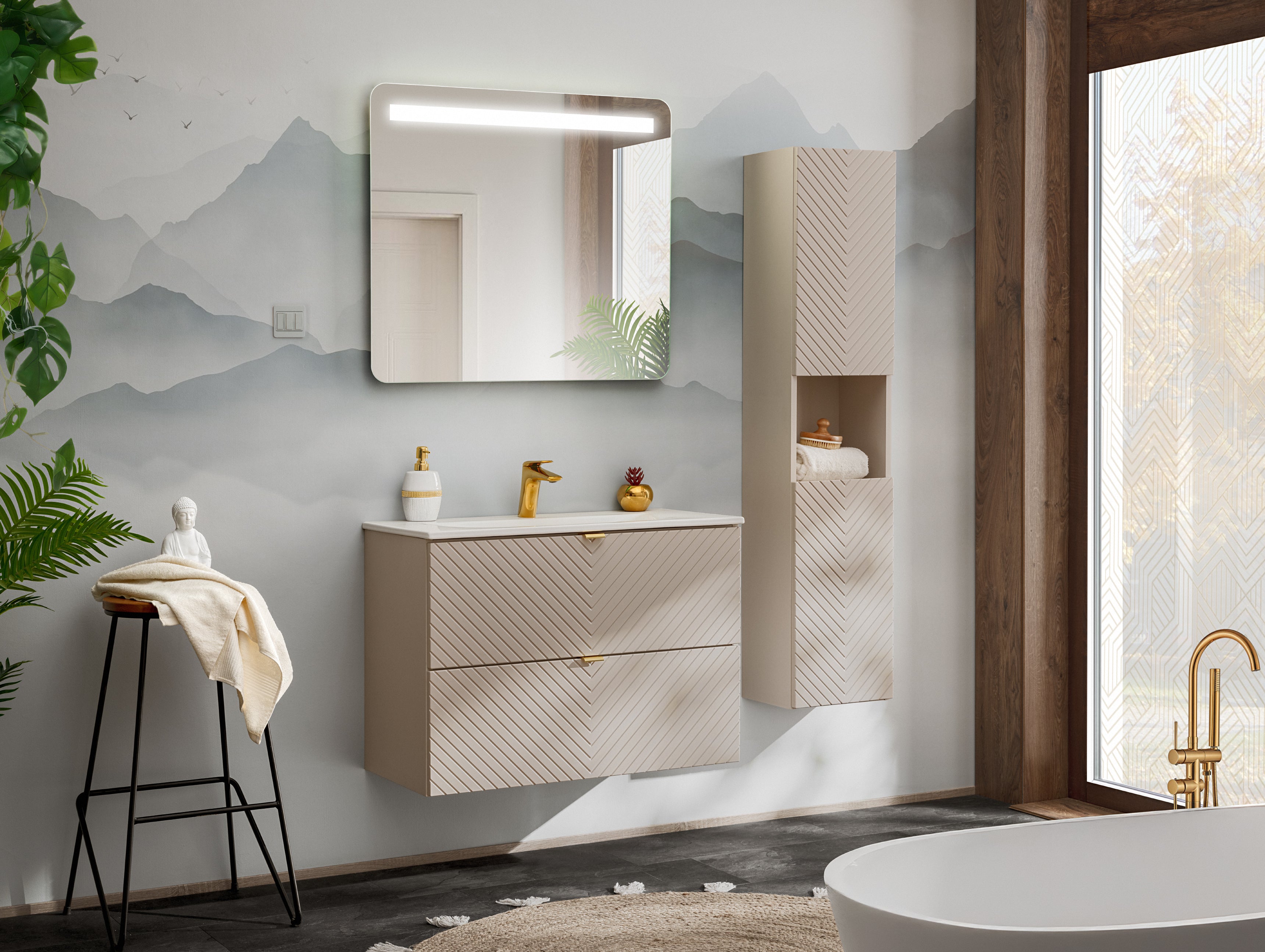 Viva Unterschrank für Waschbecken, 80 cm, 2 Schubladen