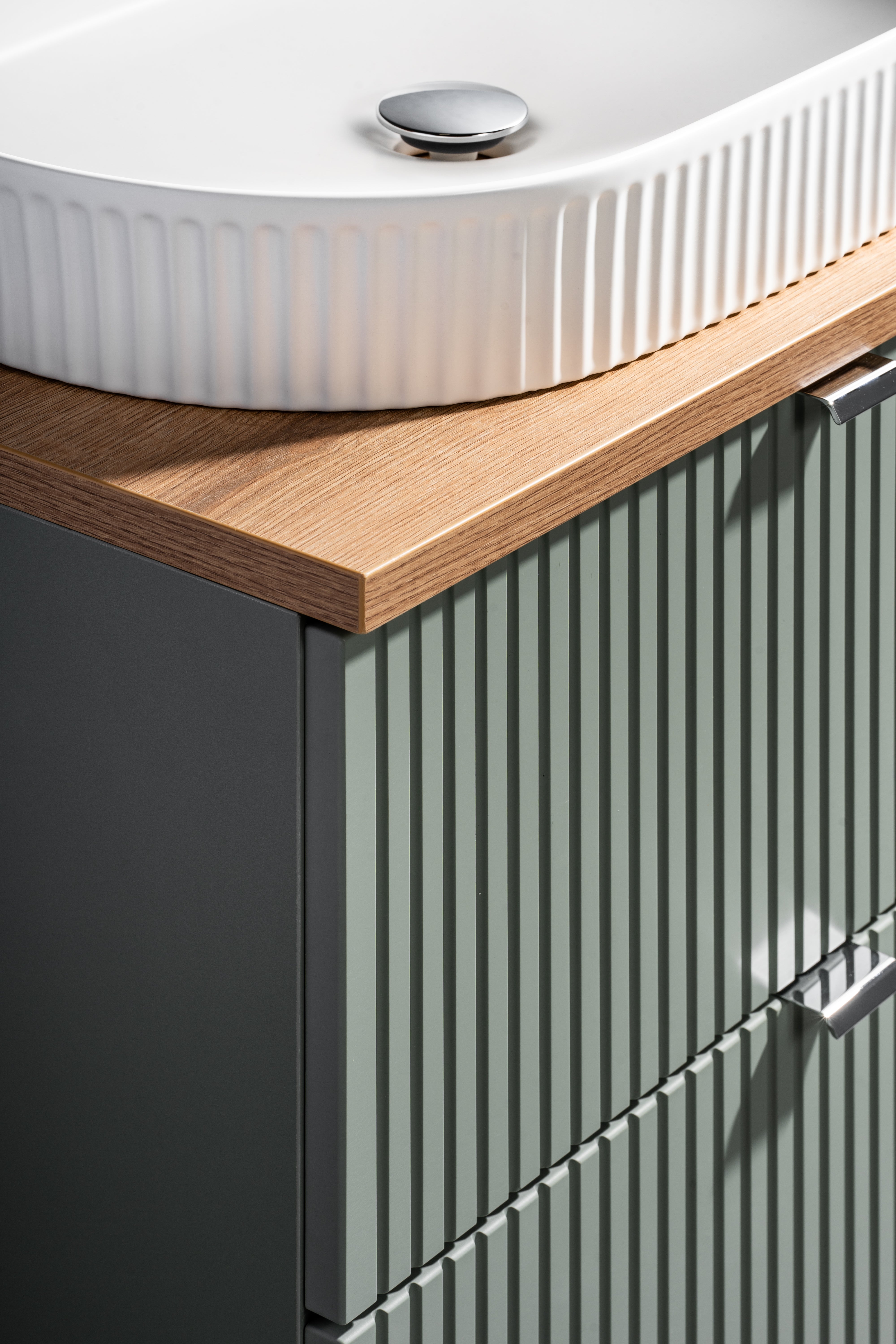 Line Unterschrank für Waschbecken 80 cm, 2 Schubladen