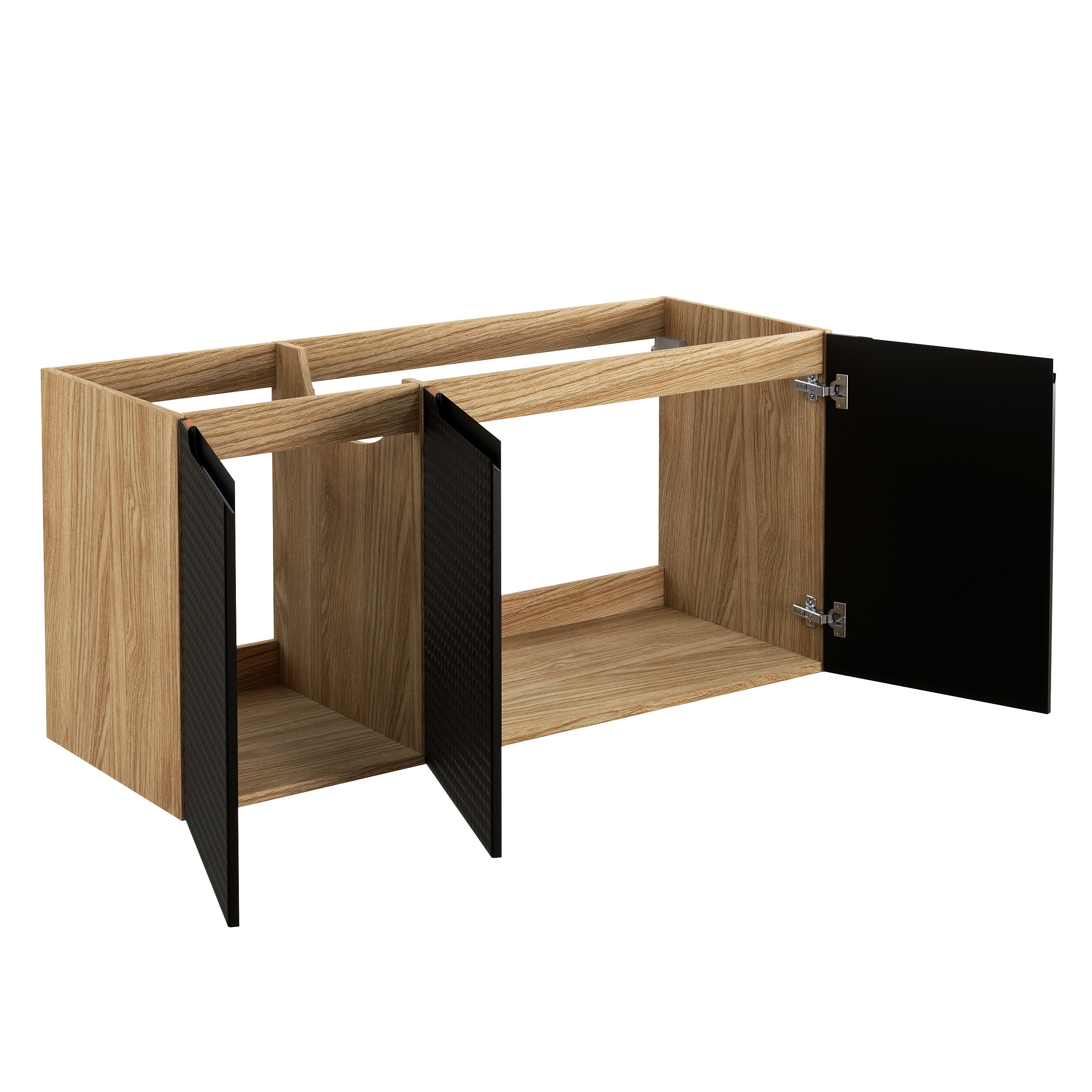 Luxor Waschbeckenunterschrank 120 cm 3 Türen Schwarz Matt, Geölte Eiche