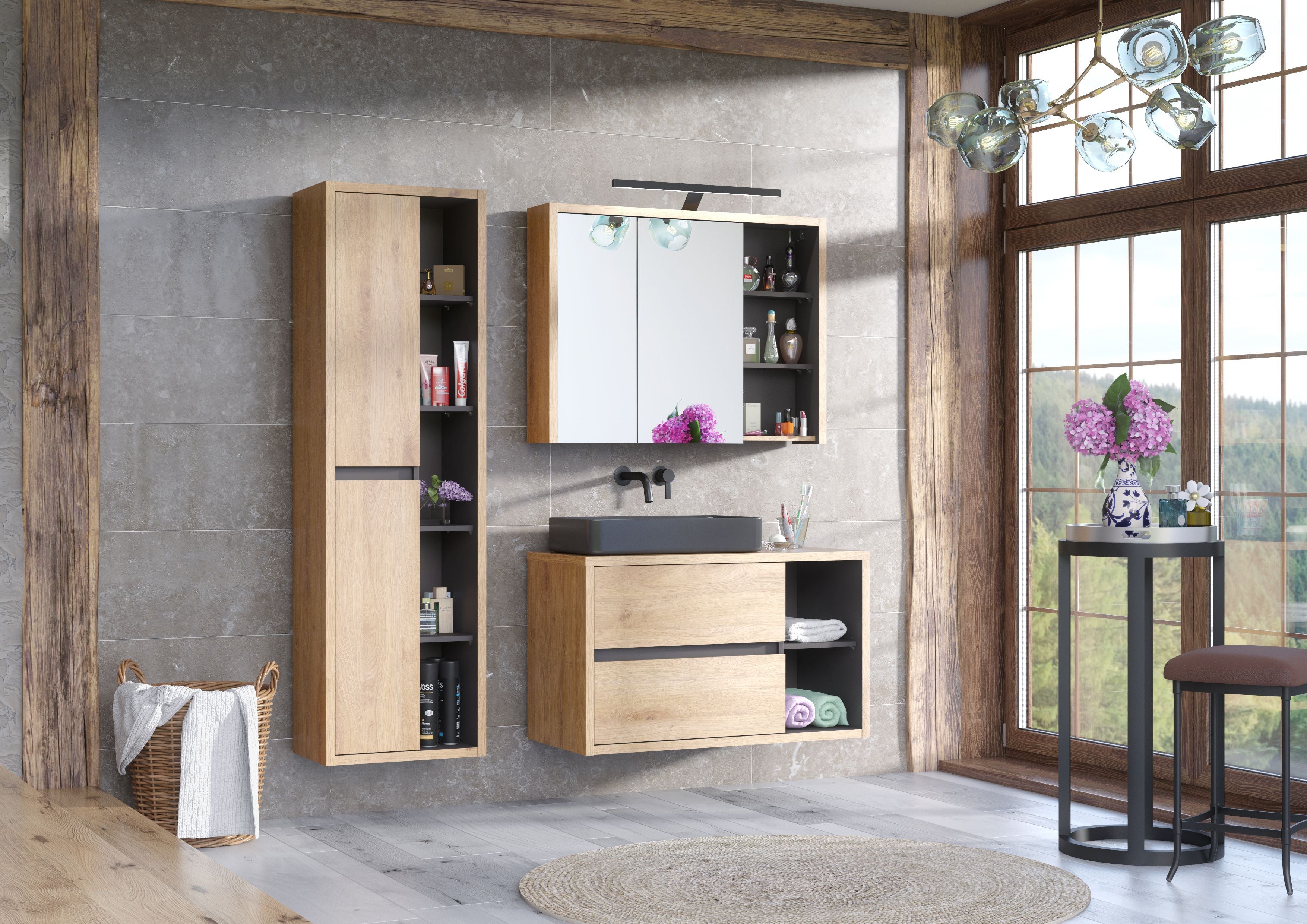 Devon Spiegelschrank 100 cm 2 Türen