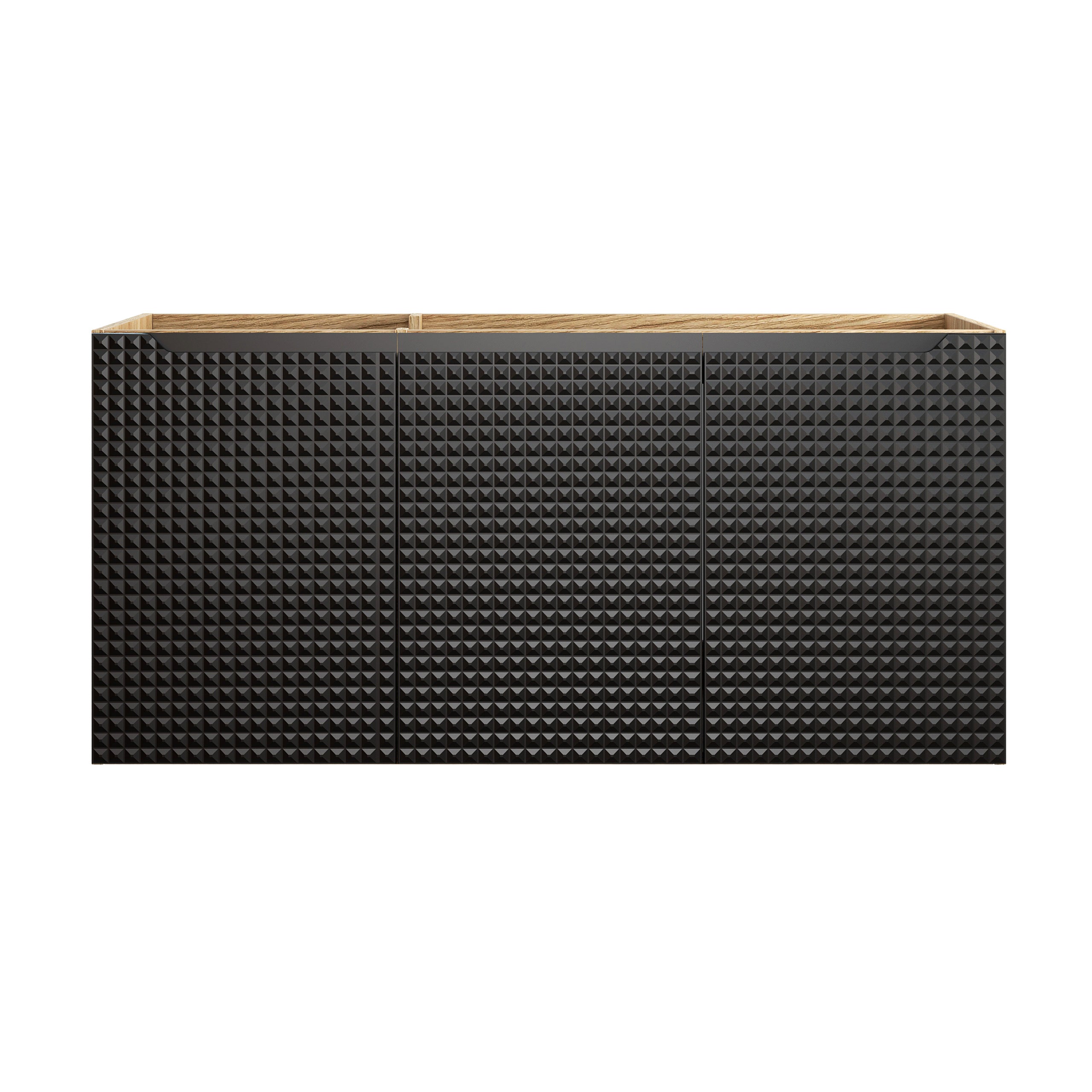 Luxor Waschbeckenunterschrank 120 cm 3 Türen Schwarz Matt, Geölte Eiche