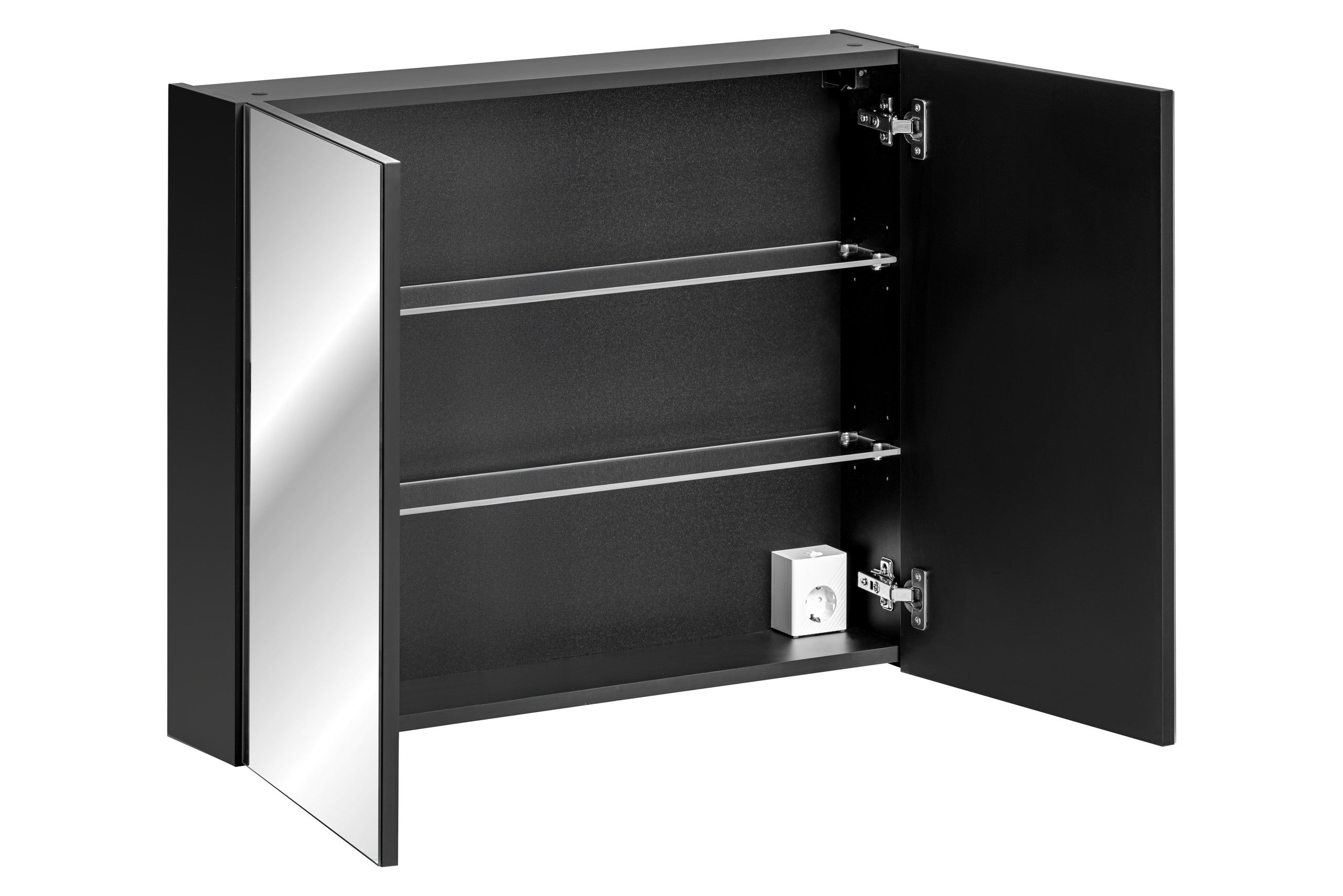 Santa Spiegelschrank 80 cm, 2 Türen Schwarz Matt