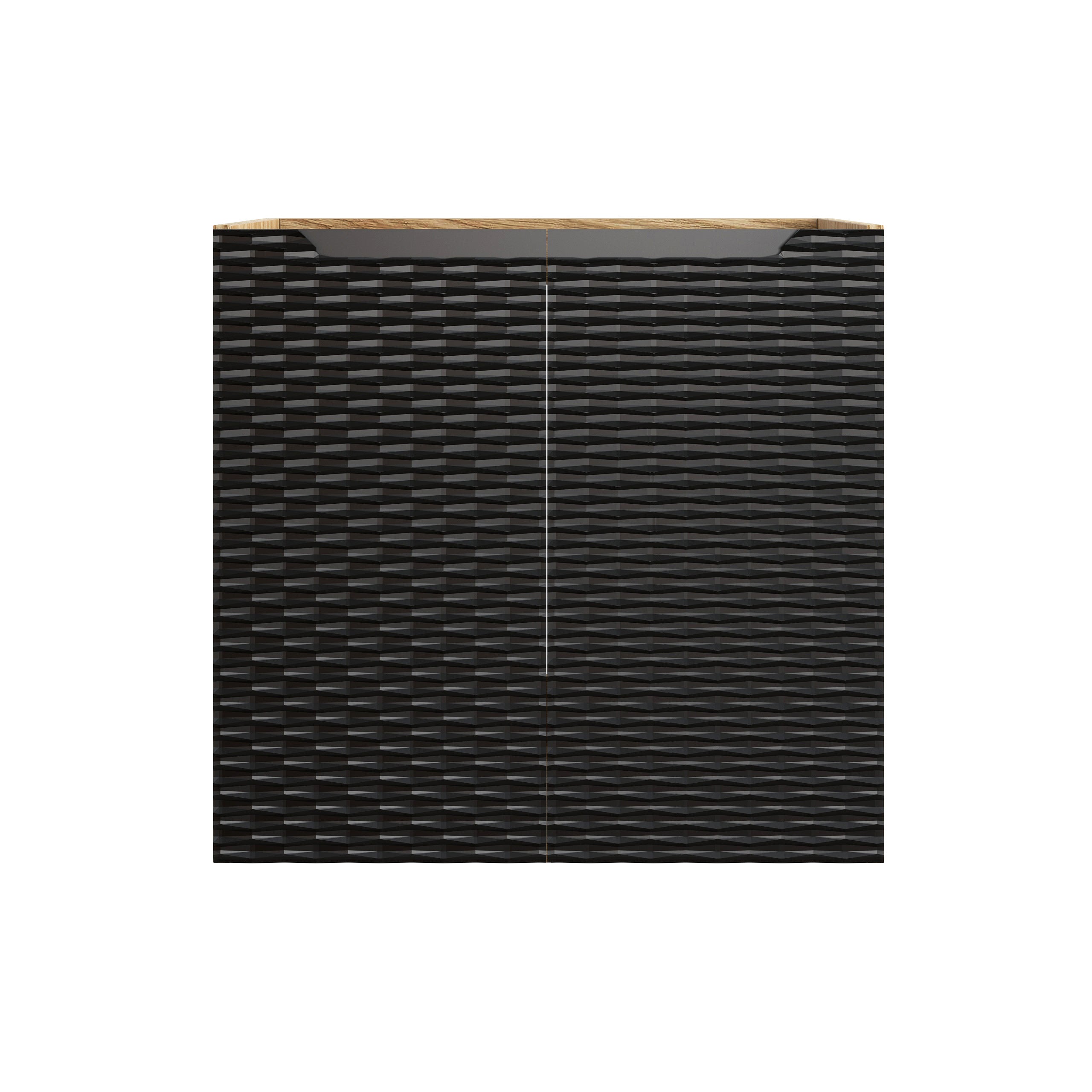 Ocean Waschbeckenunterschrank 60 cm, 2 Türen Schwarz Matt, Geölte Eiche