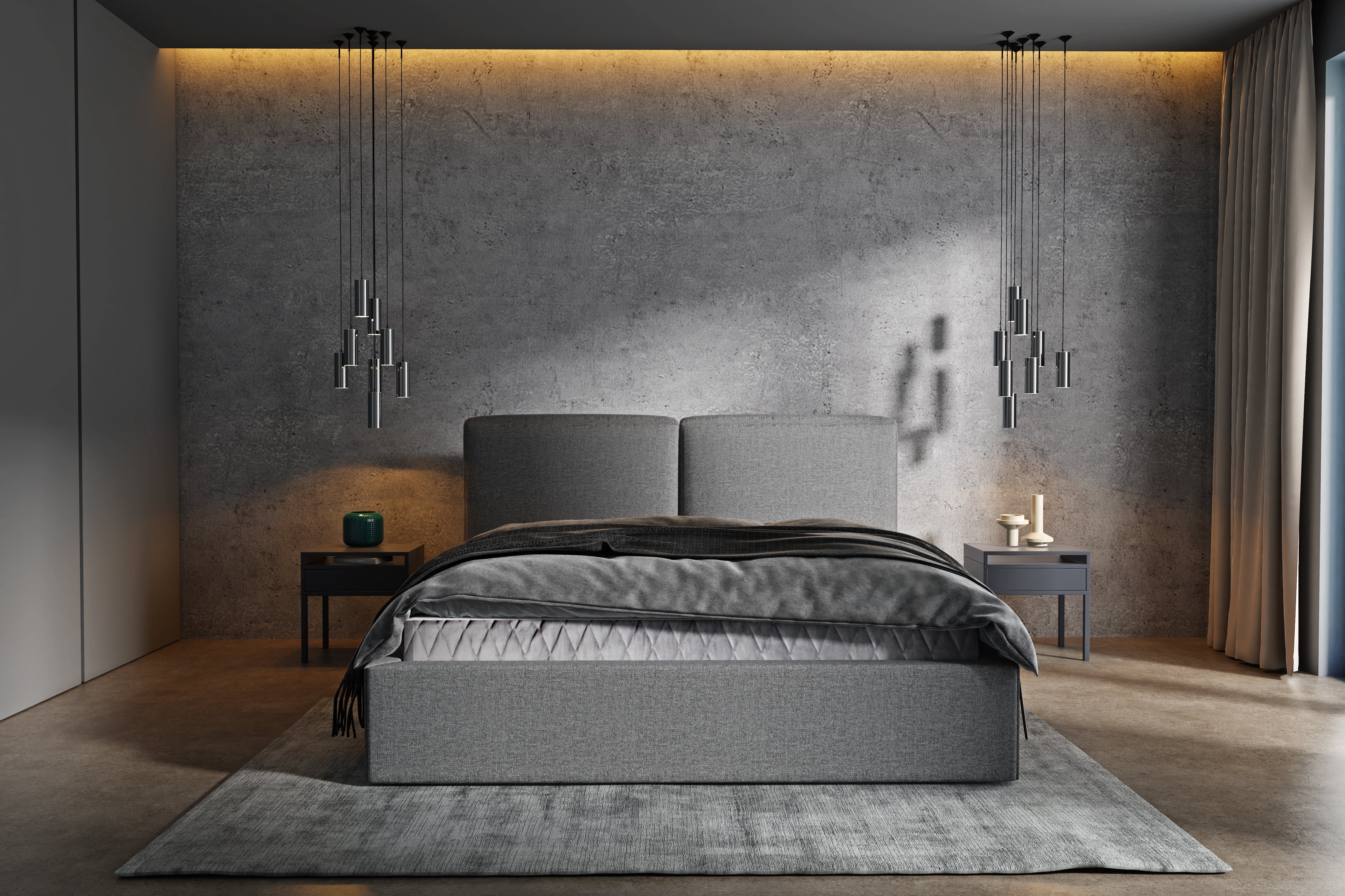 Polsterbett Mia Schwarz – Premium Samtstoff