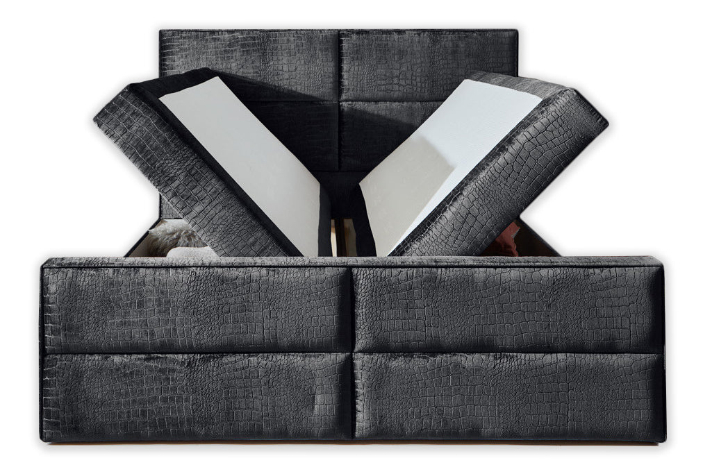Boxbett Kroko Schwarz | Luxus-Boxbett in Kroko-Optik