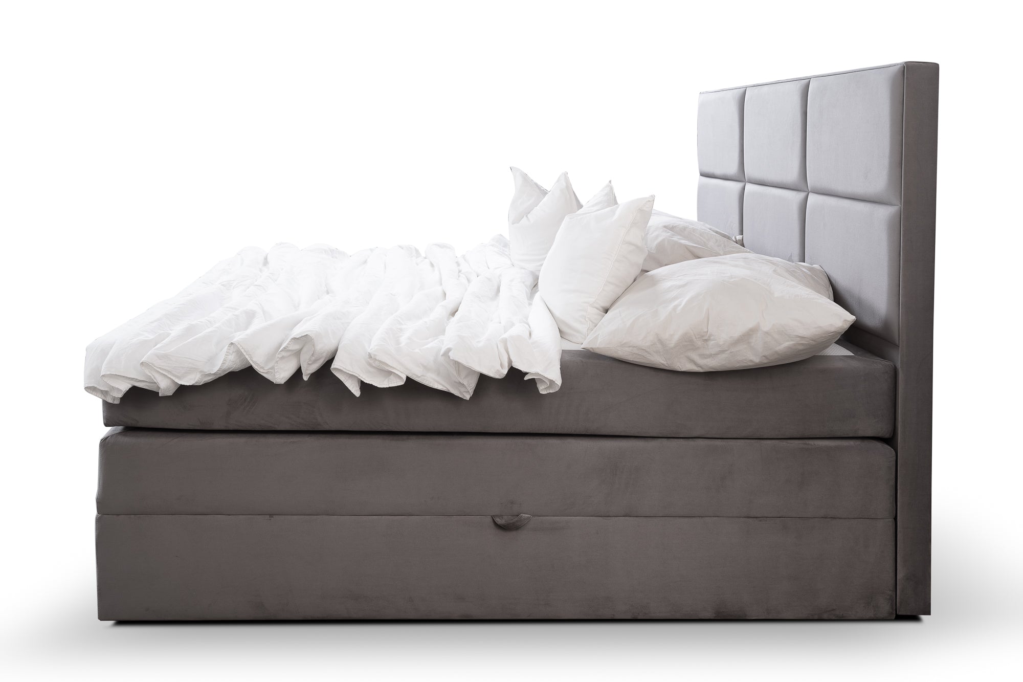 Boxspringbett Tommy Hellgrau – Premium Samtstoff