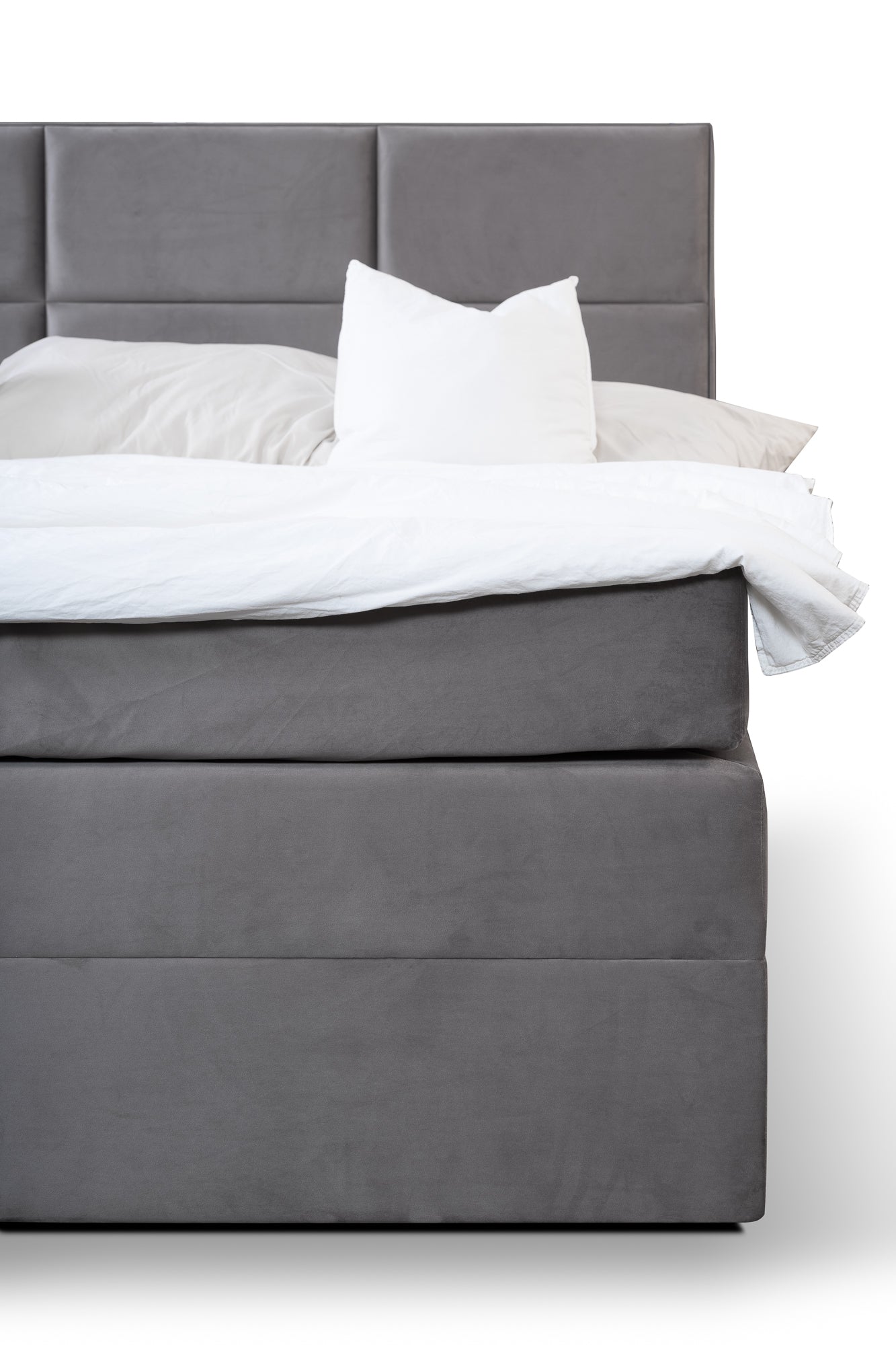 Boxspringbett Tommy Hellgrau – Premium Samtstoff