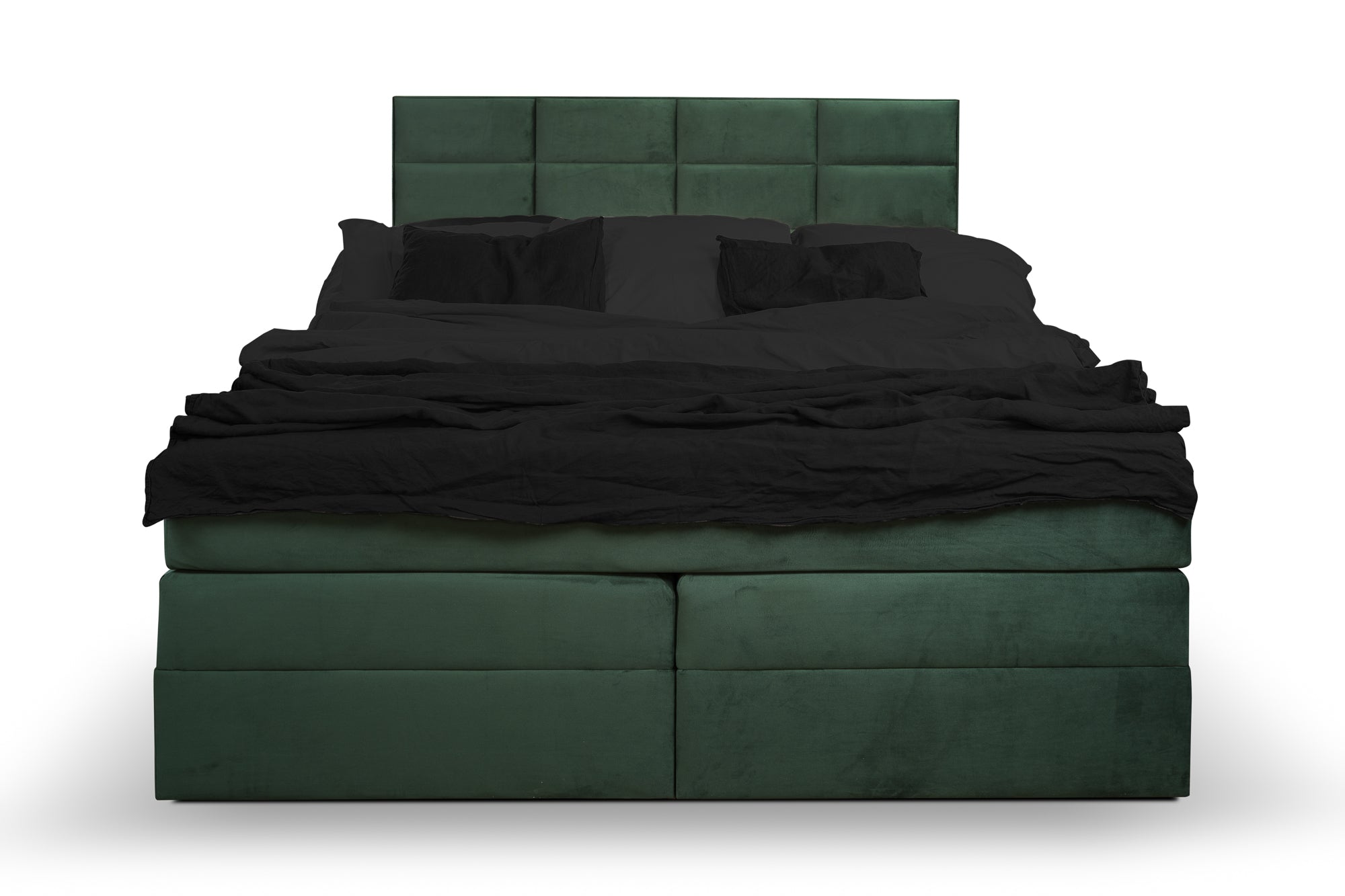 Boxspringbett Meran Grün | Elegantes Boxspringbett mit modernem Karomuster