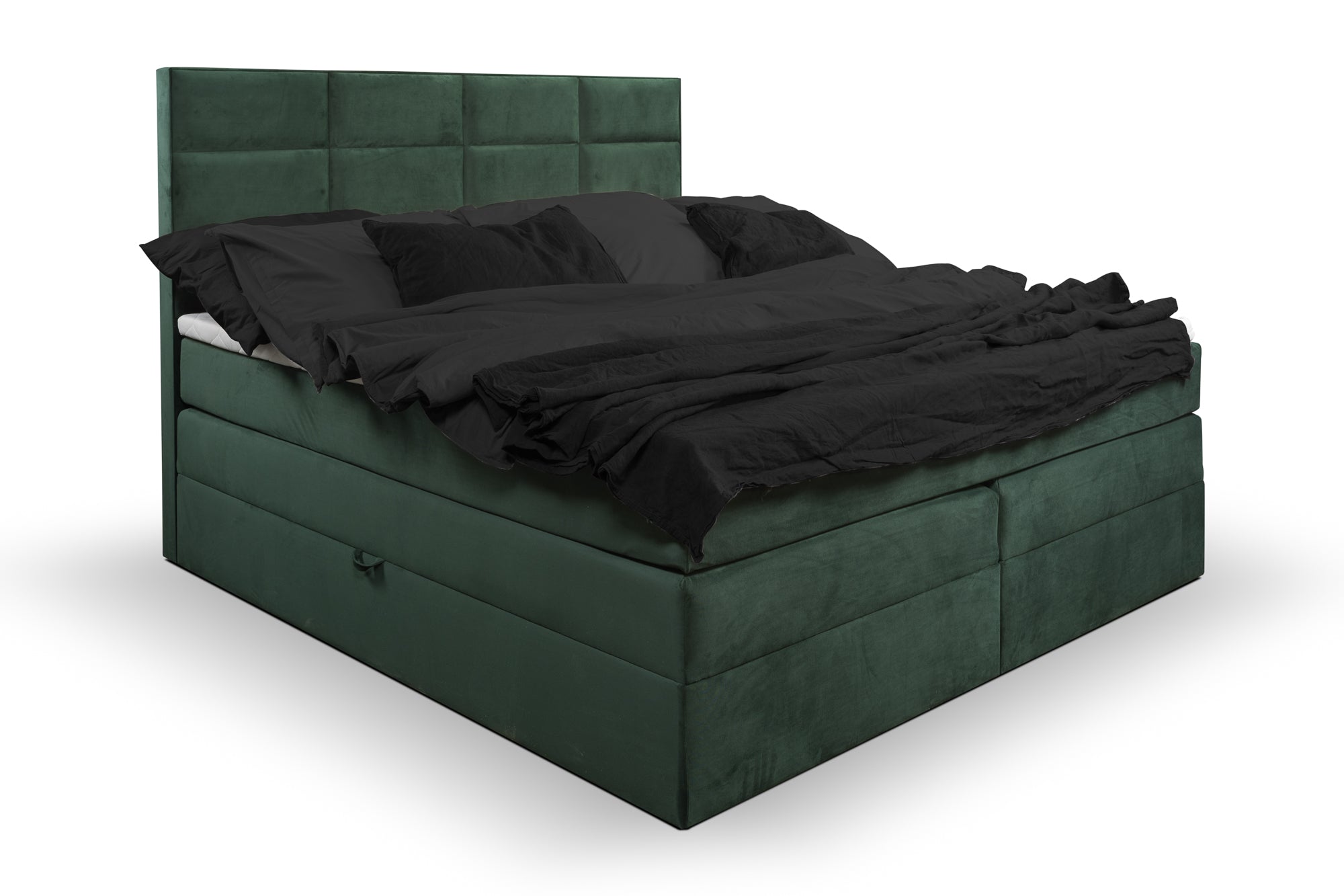 Boxspringbett Meran Grün | Elegantes Boxspringbett mit modernem Karomuster