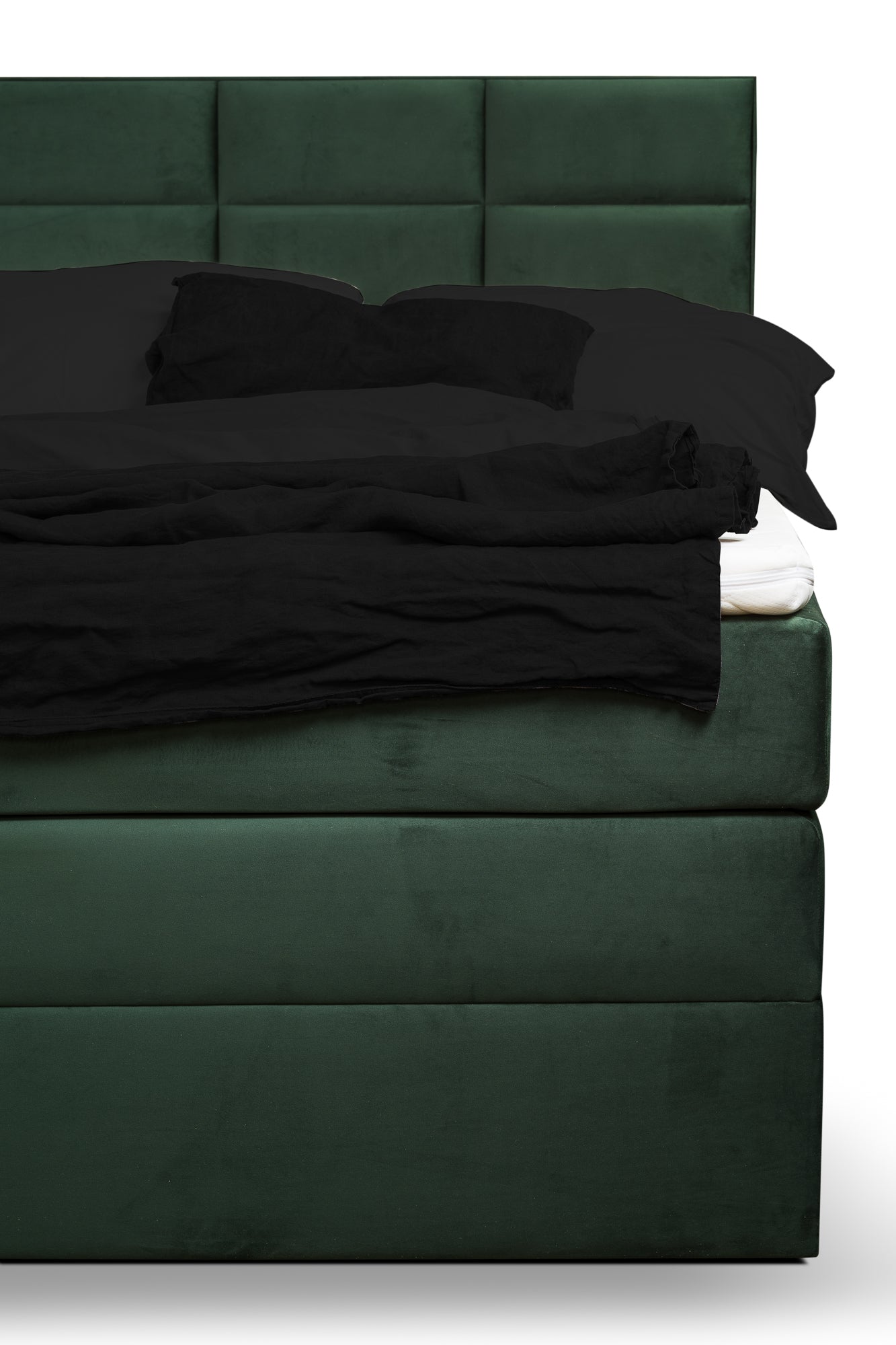 Boxspringbett Meran Grün | Elegantes Boxspringbett mit modernem Karomuster