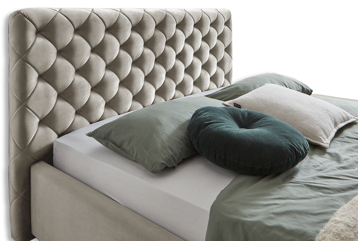 Lauria Beige – Design Polsterbett mit Bettkasten