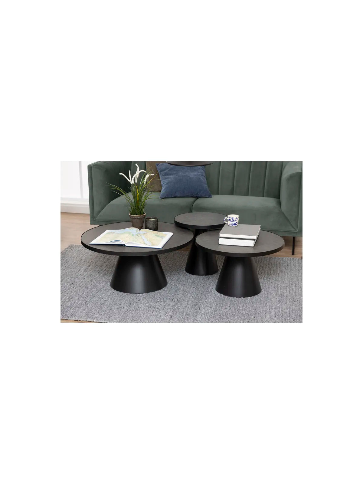 Runder Keramik Couchtisch Soli Schwarz