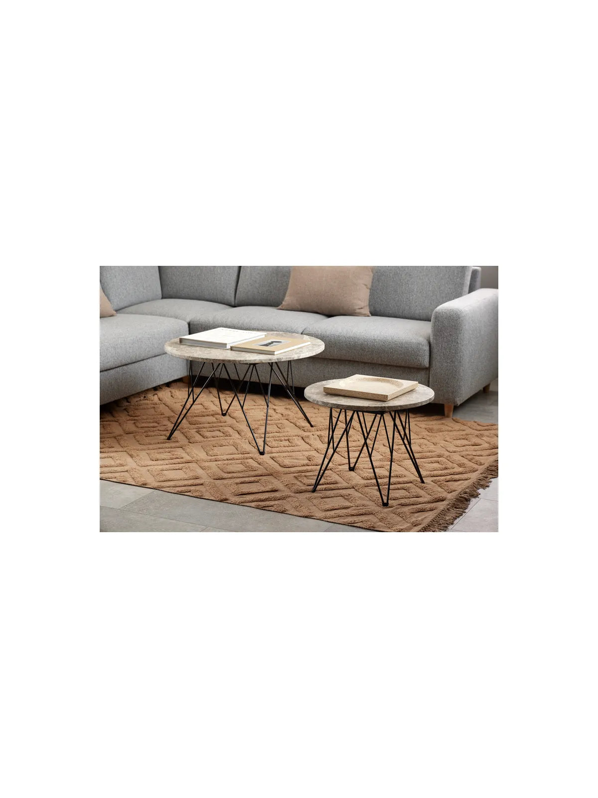 Runder Marmor Couchtisch Prunus Matt Braun Lackiert Marmor