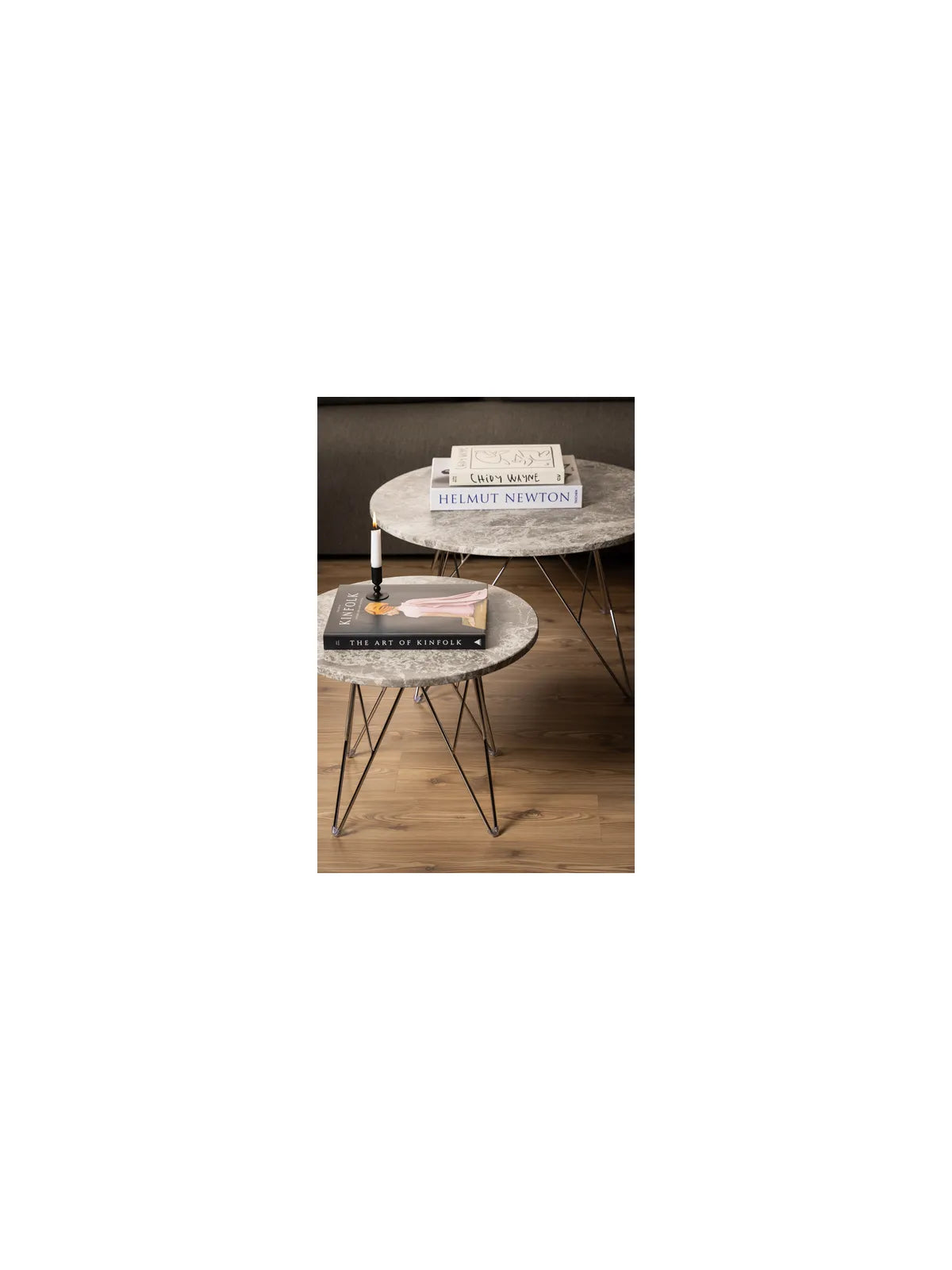 Runder Marmor Couchtisch Prunus Matt Braun
