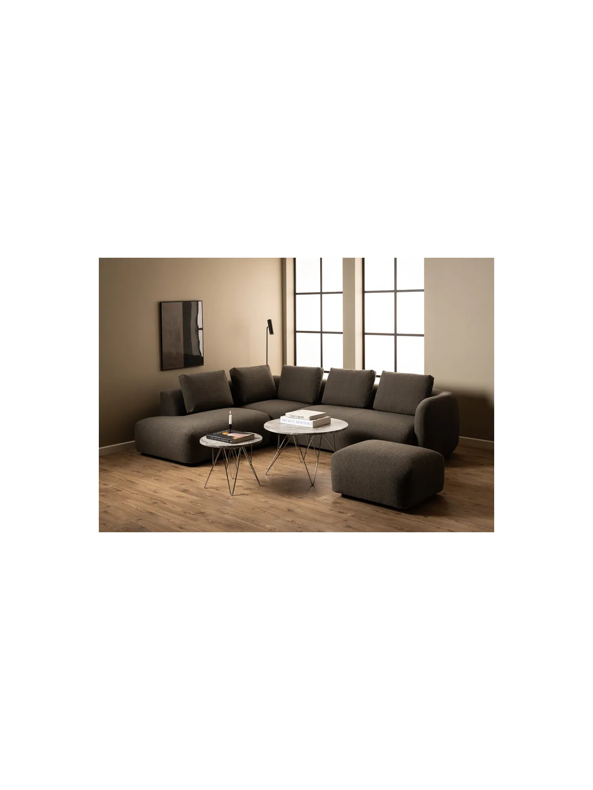 Runder Marmor Couchtisch Prunus Matt Braun