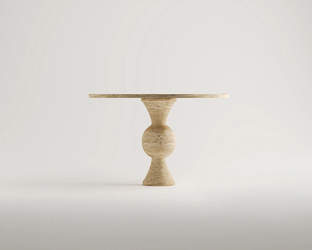 Jackson Travertin Esstisch Rund mit Sanduhrfuß