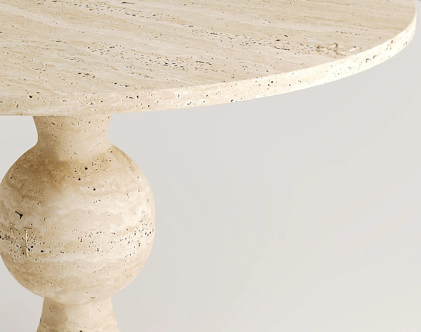 Jackson Travertin Esstisch Rund mit Sanduhrfuß