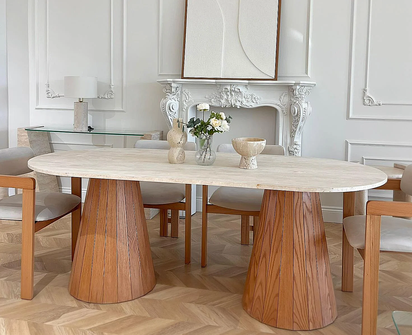 Yuvve Travertin Esstisch Rechteckig