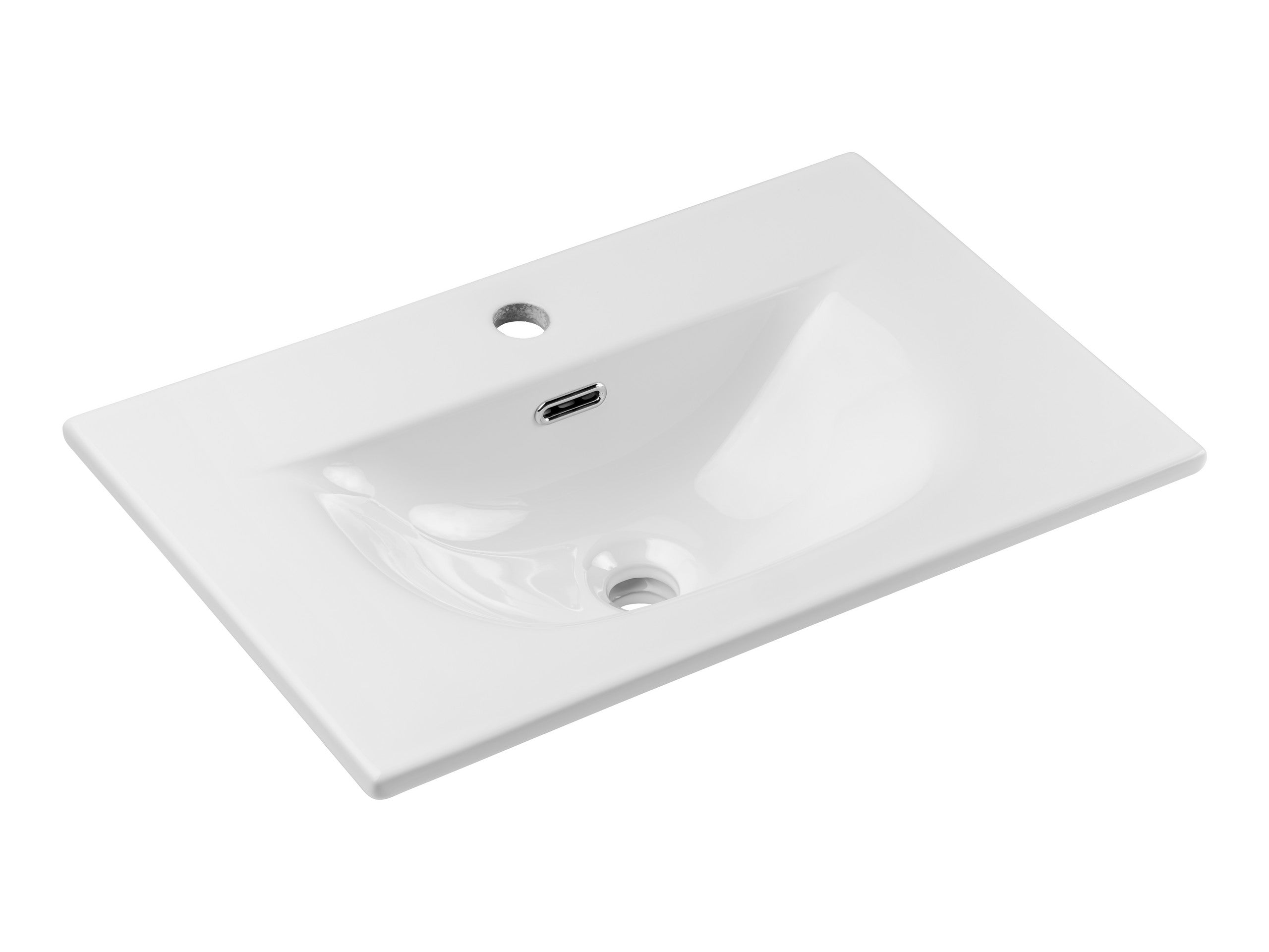 Sky Einzelbecken-Möbelwaschtisch, 60 cm Weiß glänzend 61 x 40 x 15 cm