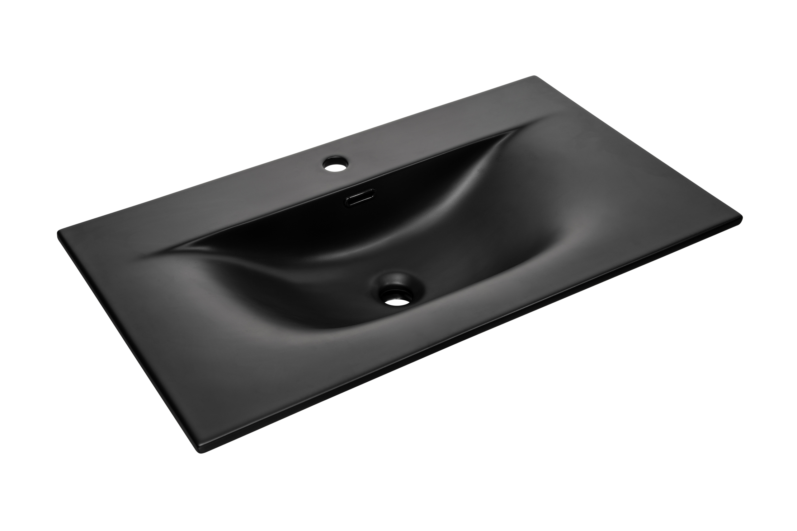 Sky Einzelbecken-Möbelwaschtisch, 80 cm Schwarz Matt