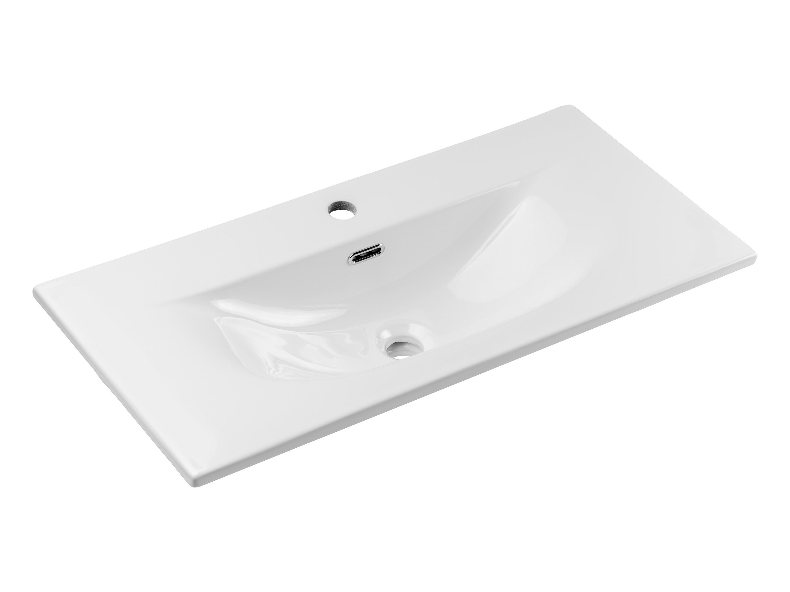 Sky Einzelbecken-Möbelwaschtisch, 80 cm Weiß glänzend 81 x 40 x 15 cm (SKY 3 80CM DP ( E-8099-3-80 ))