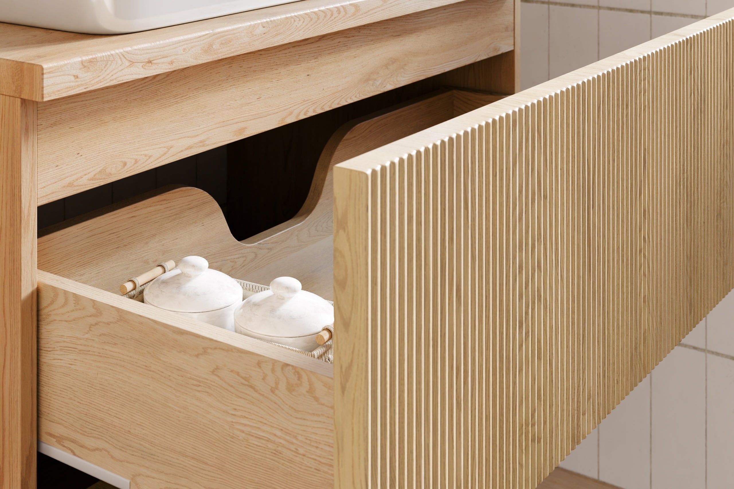 Nordic Unterschrank für Waschbecken 80 cm, 2 Schubladen