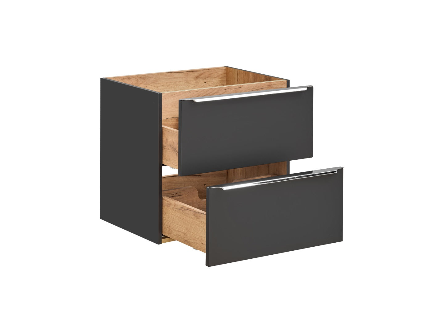 Capri Unterschrank für Waschbecken, 60 cm, 2 Schubladen Schwarz Matt