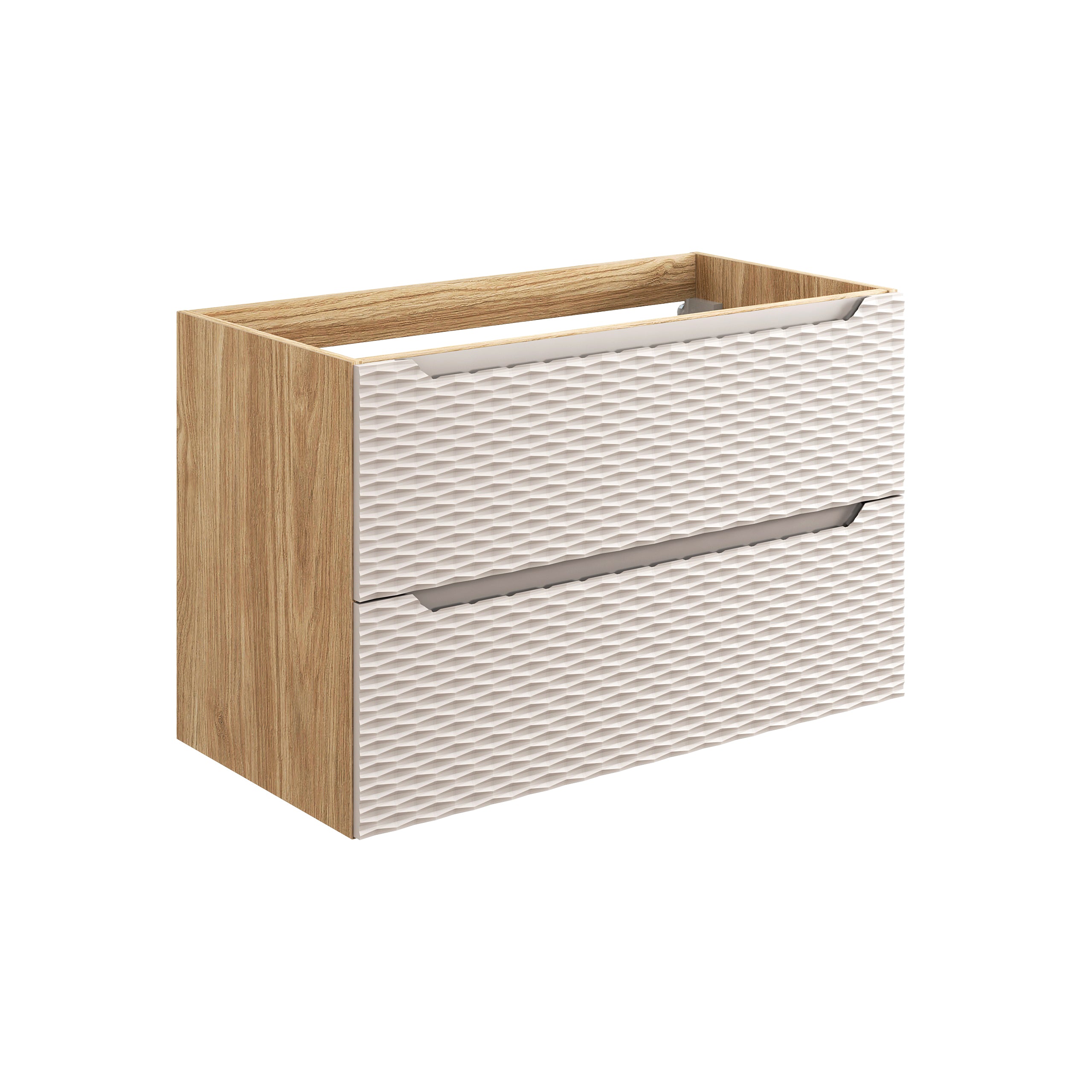 Ocean Unterschrank für Waschbecken, 90 cm, 2 Schubladen Beige, Eiche geölt