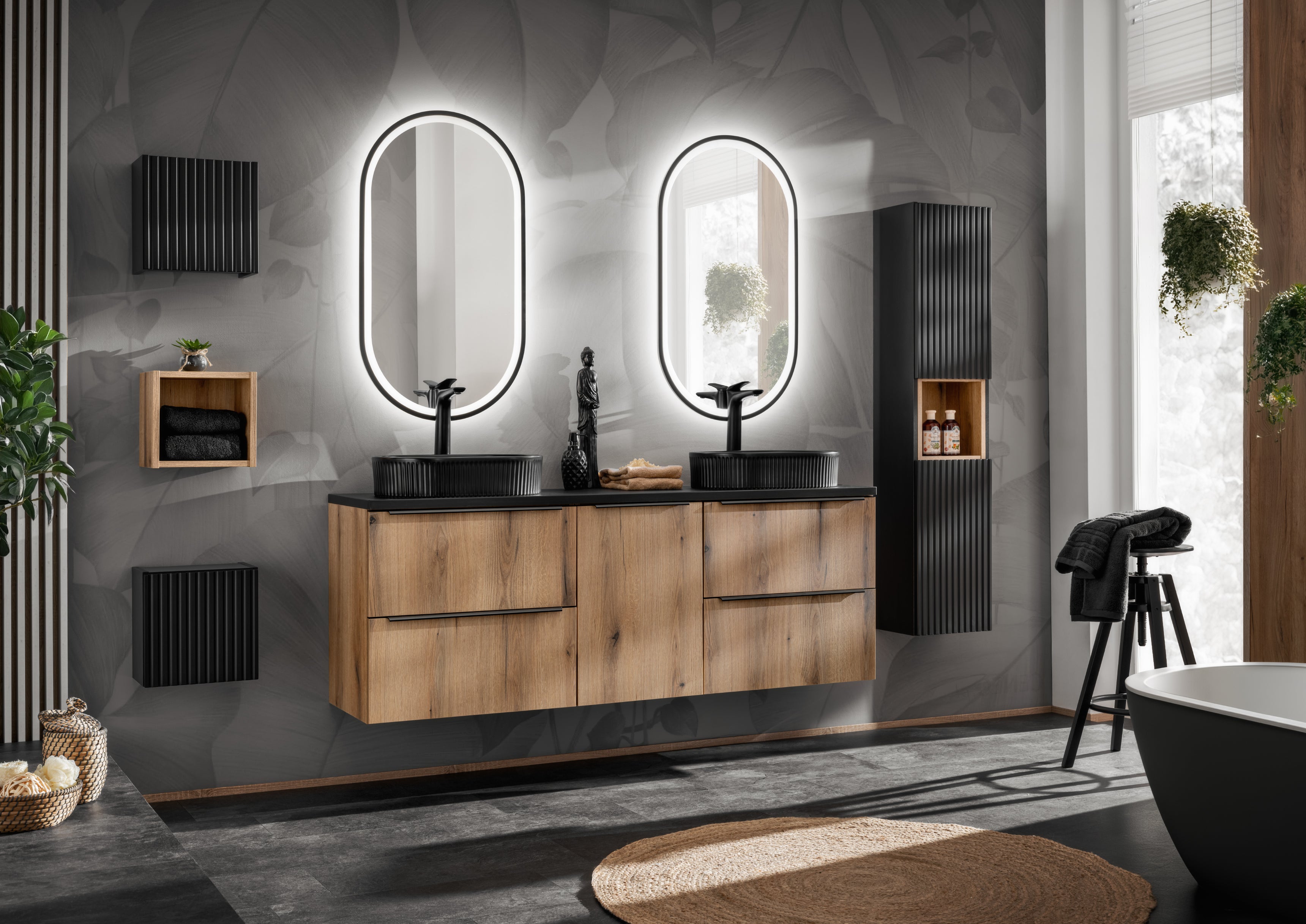 Nova Seitenschrank 40 cm mit Wäschekorb Coast Evoke Eiche