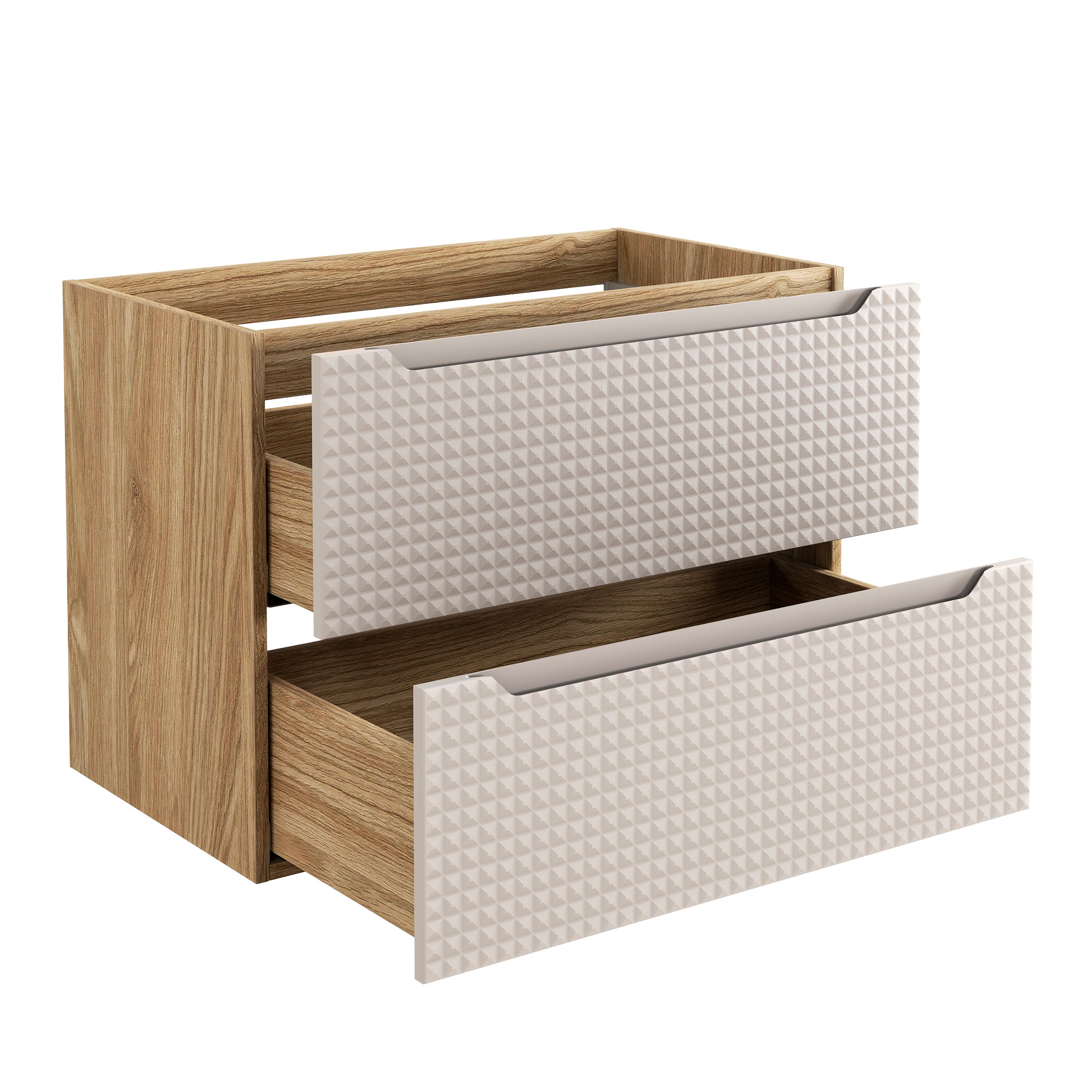 Luxor Unterschrank für Waschbecken, 80 cm, 2 Schubladen Beige, Eiche geölt