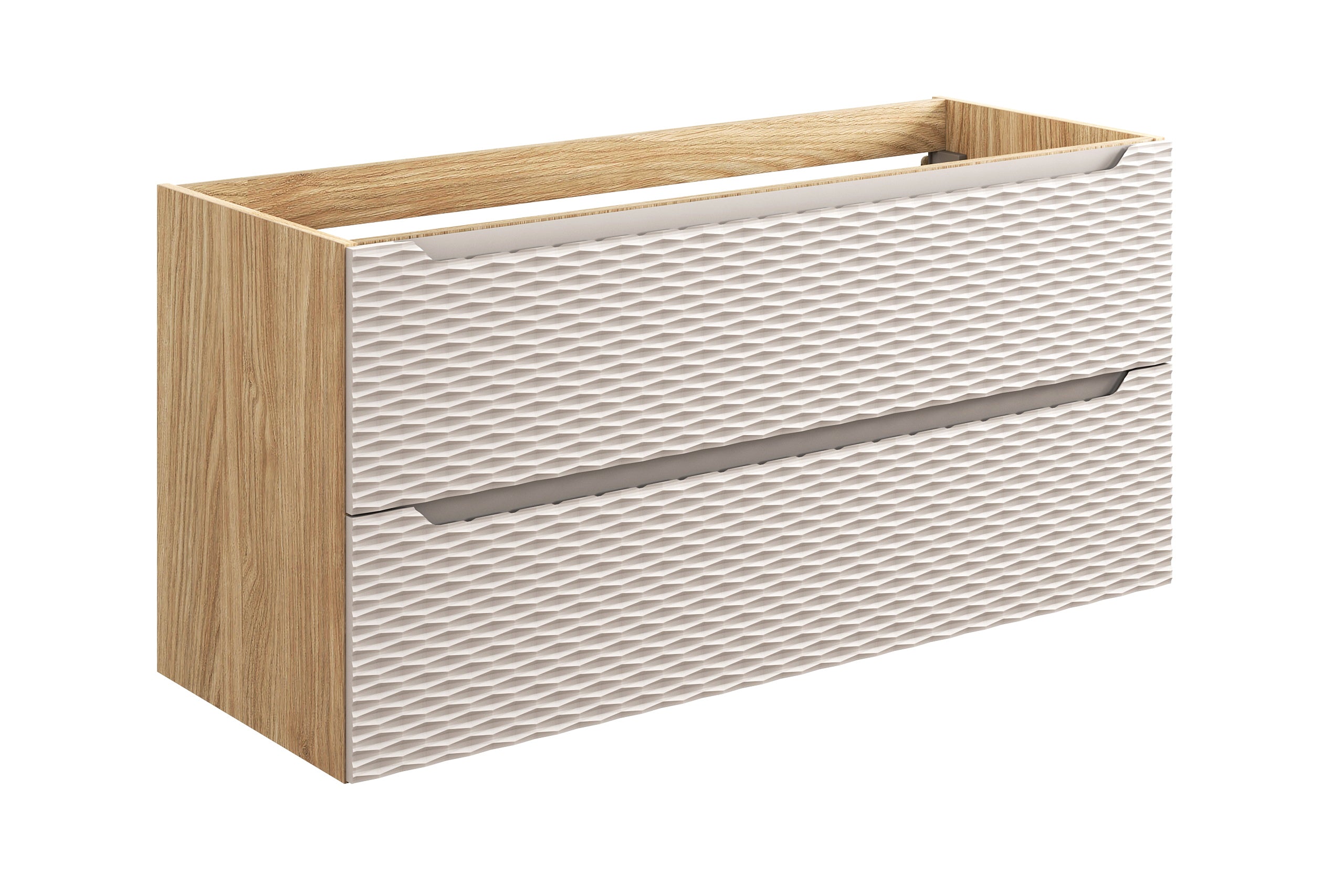 Ocean Unterschrank für Waschbecken, 120 cm, 2 Schubladen Beige, Eiche geölt