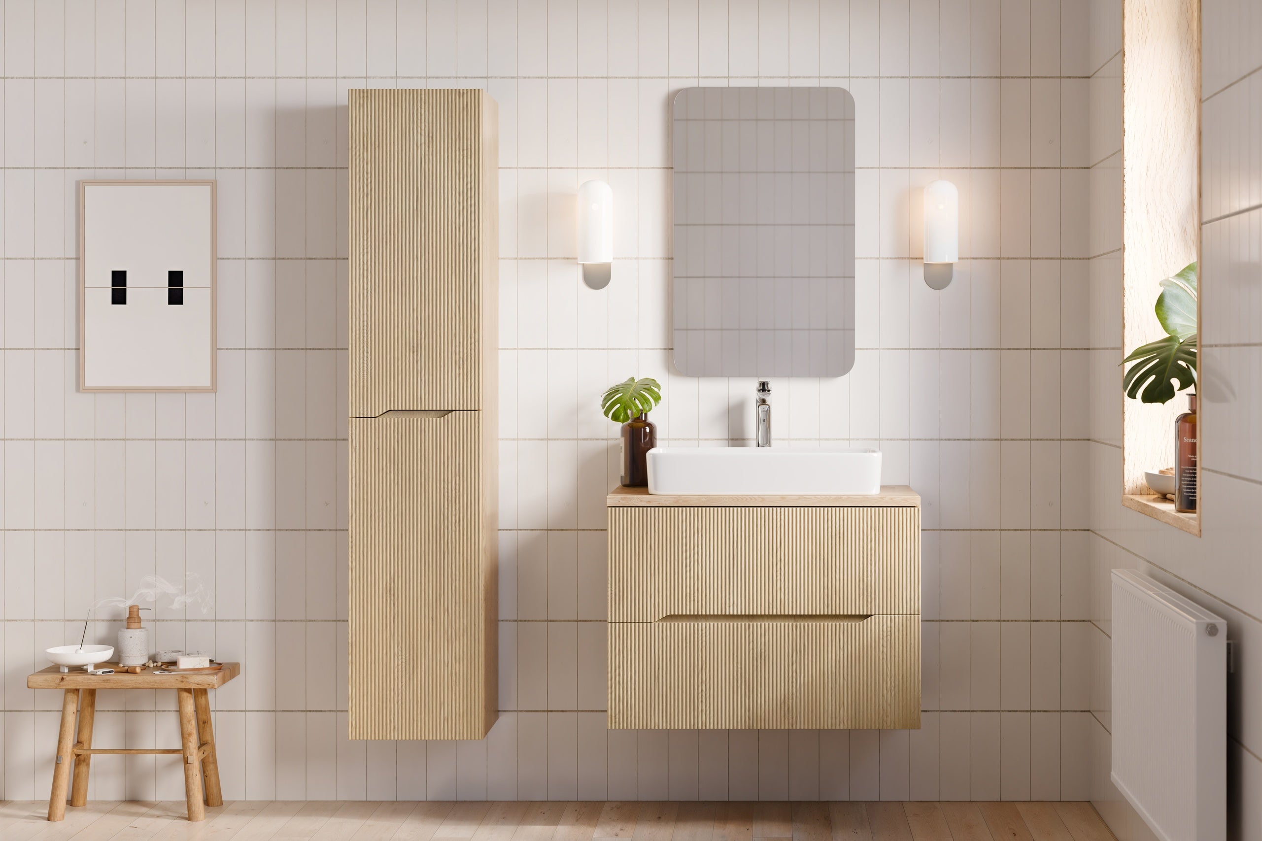 Nordic Unterschrank für Waschbecken 80 cm, 2 Schubladen