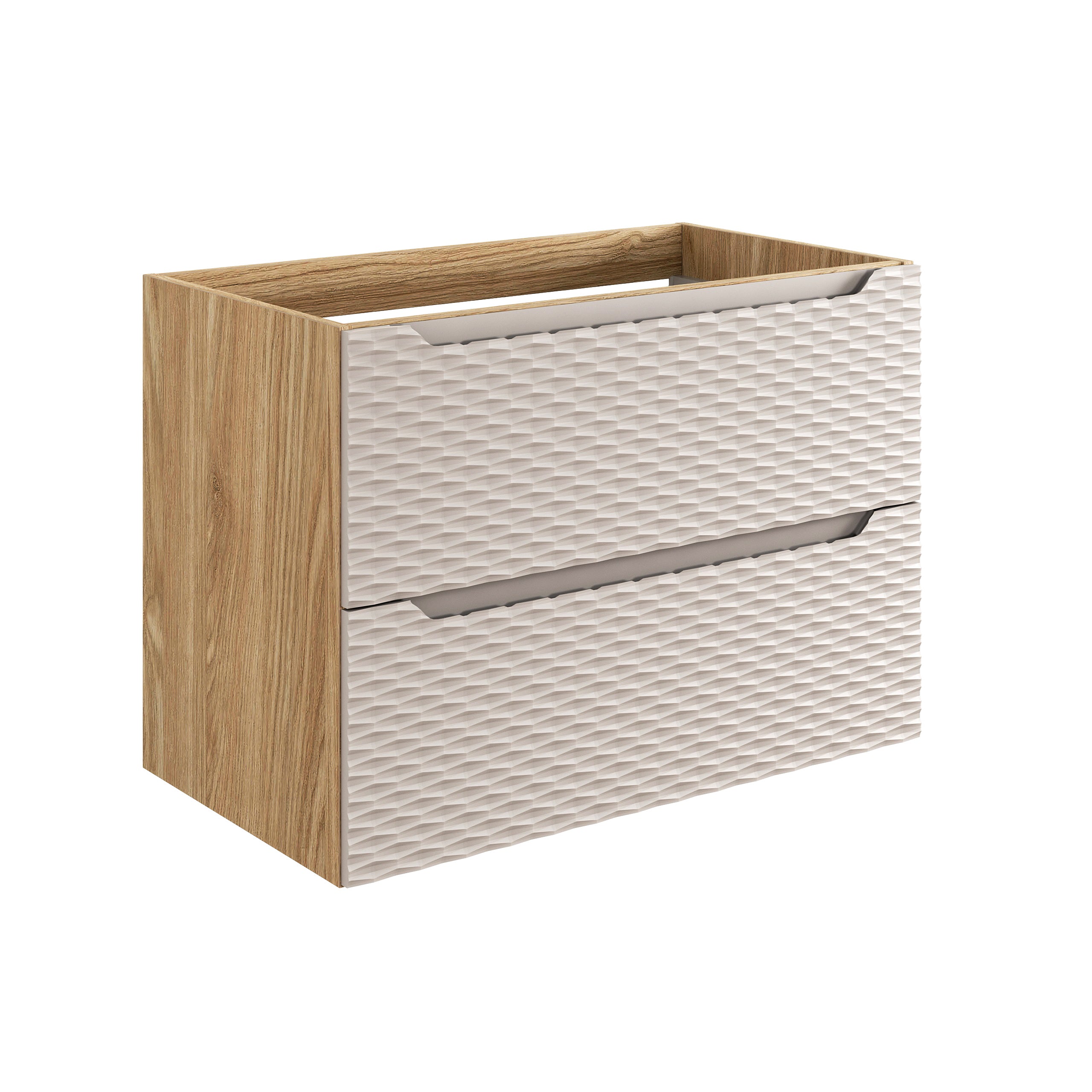 Ocean Waschbeckenunterschrank 80 cm 2 Schubladen Beige, Eiche geölt