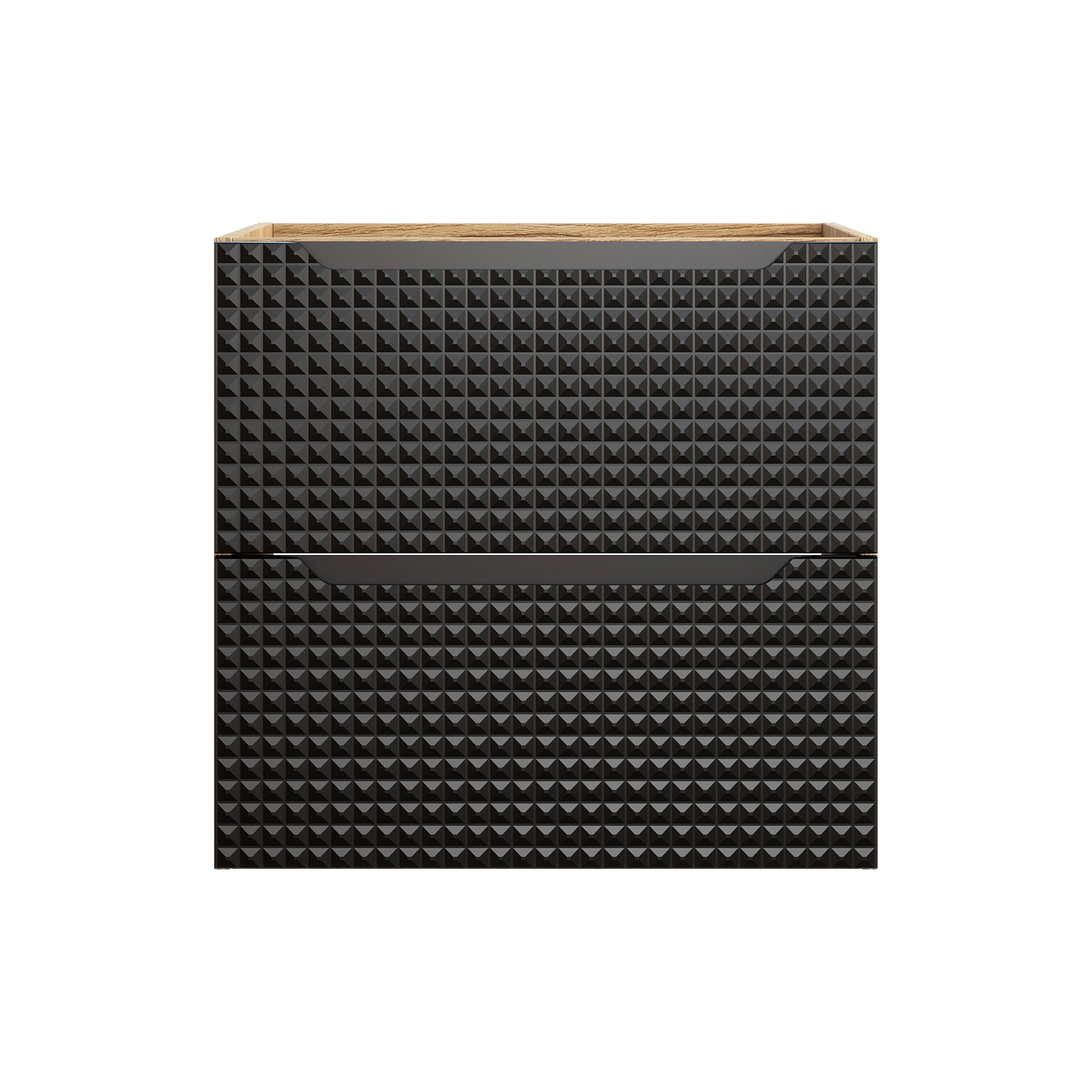 Luxor Unterschrank für Waschbecken, 60 cm, 2 Schubladen Schwarz Matt, Geölte Eiche