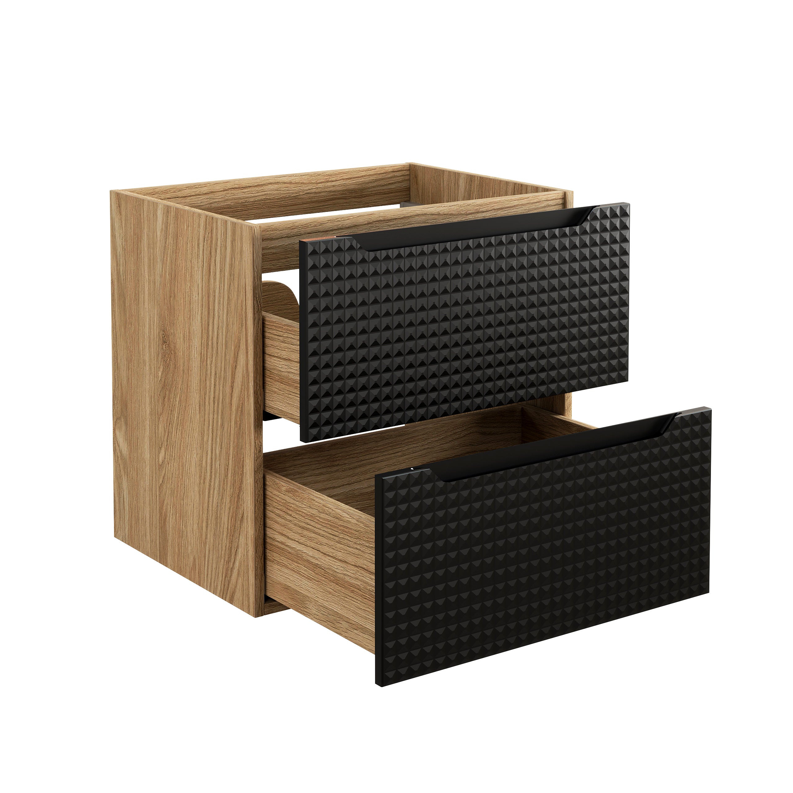 Luxor Unterschrank für Waschbecken, 60 cm, 2 Schubladen Schwarz Matt, Geölte Eiche