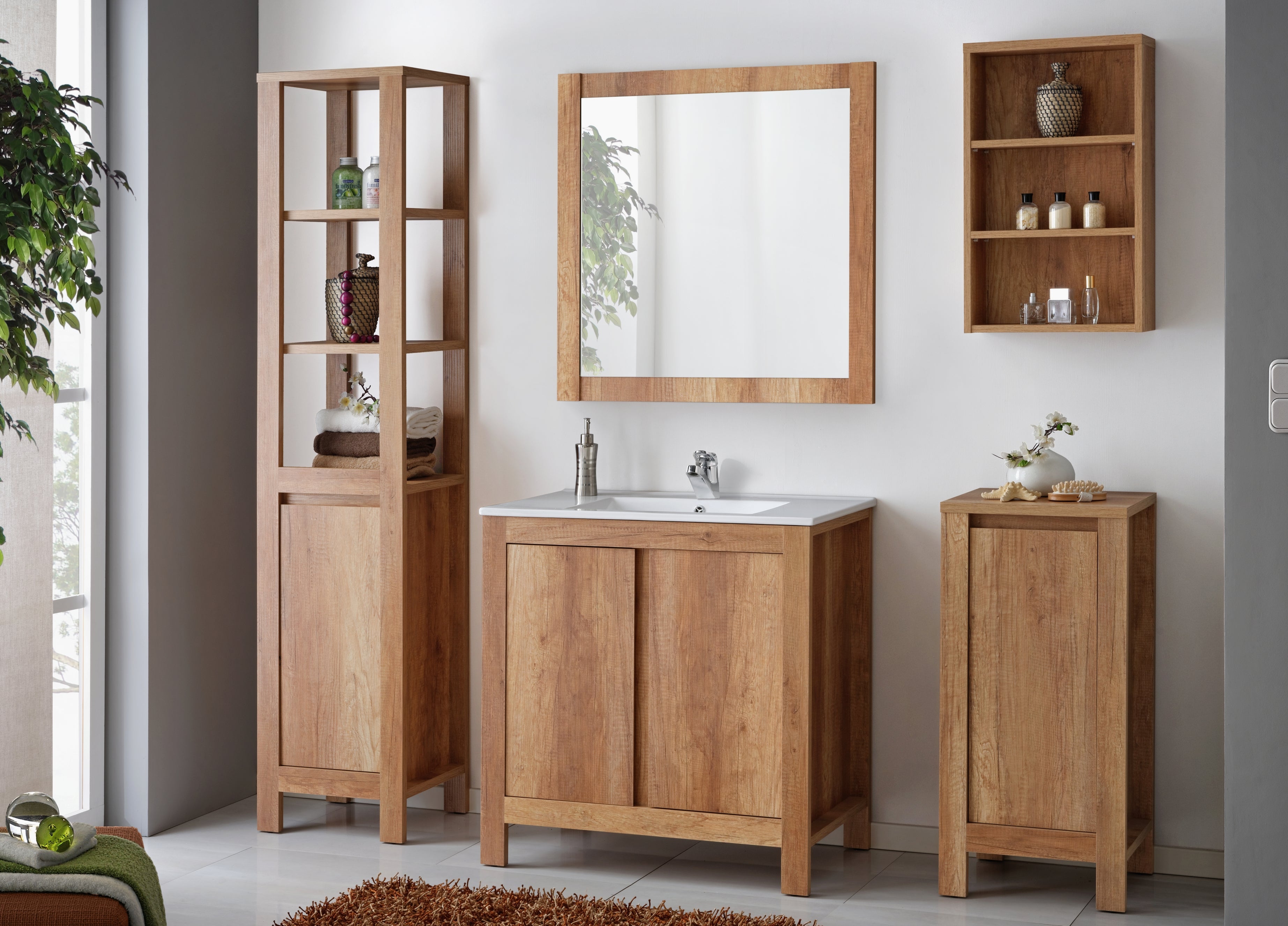 Klassischer Waschbeckenunterschrank 80 cm, 2 Türen