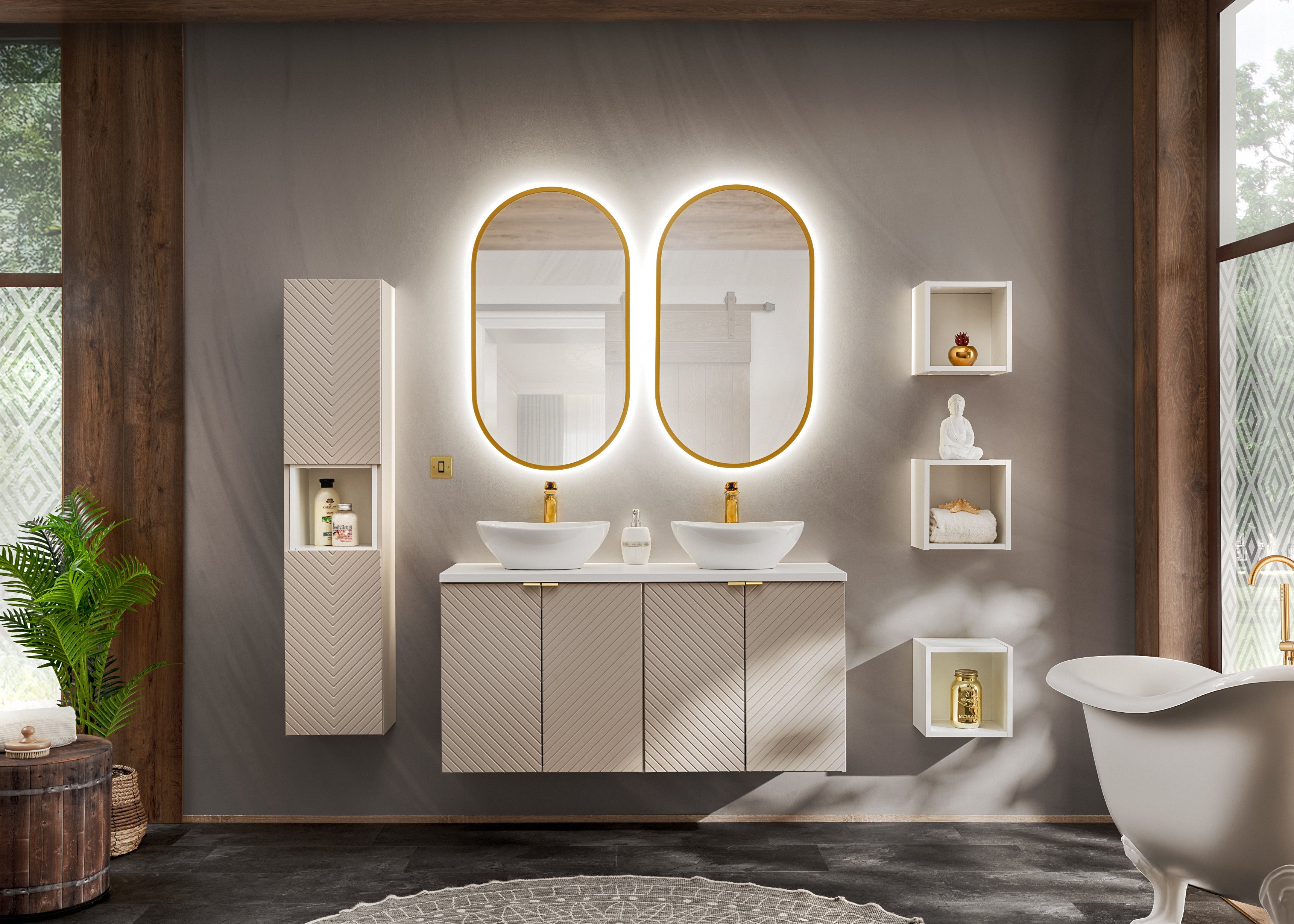 Viva Unterschrank für Waschbecken, 60 cm, 2 Türen