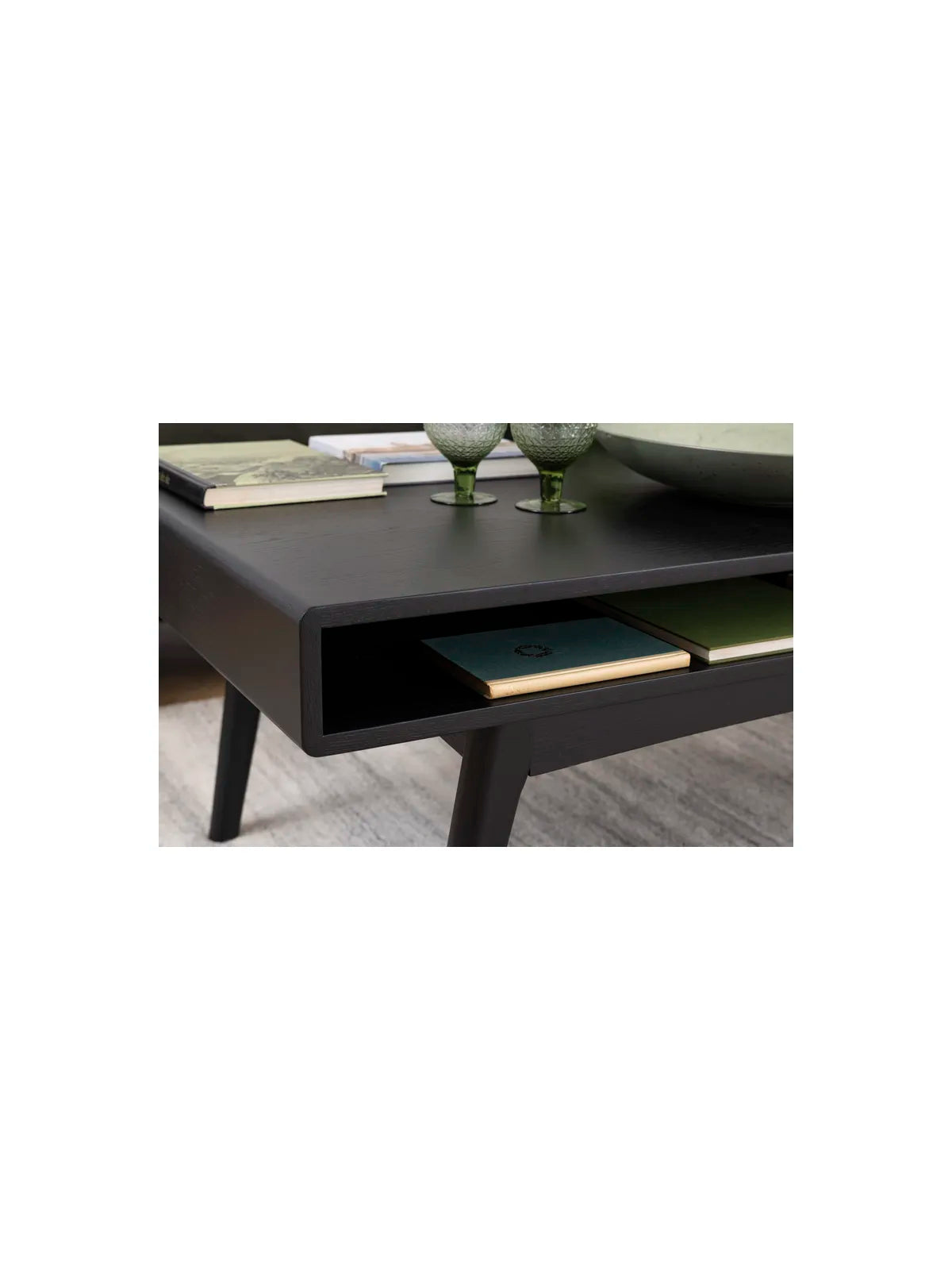 Marte Couchtisch Schwarz PU Lackiert Eiche Furnier