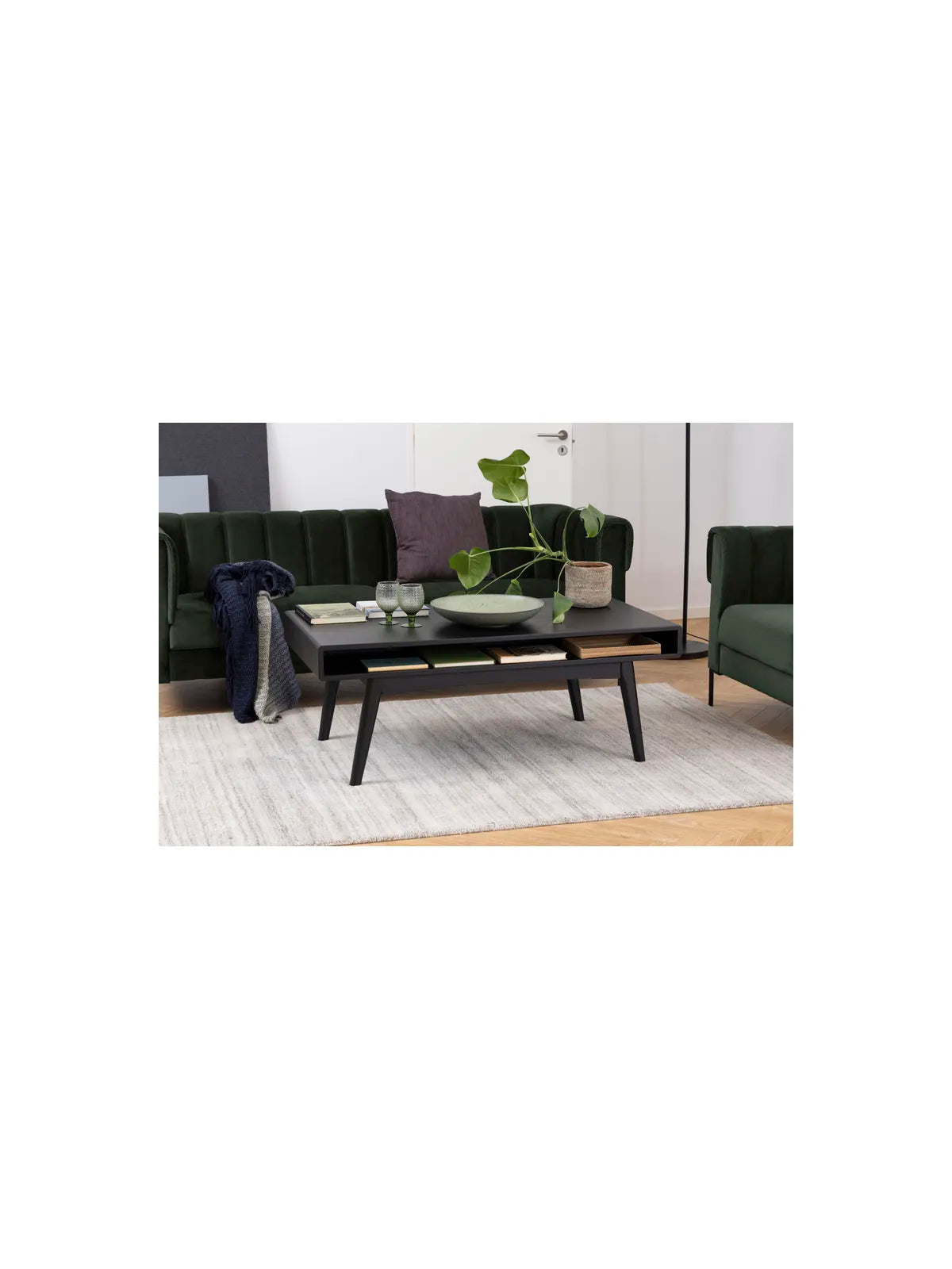 Marte Couchtisch Schwarz PU Lackiert Eiche Furnier