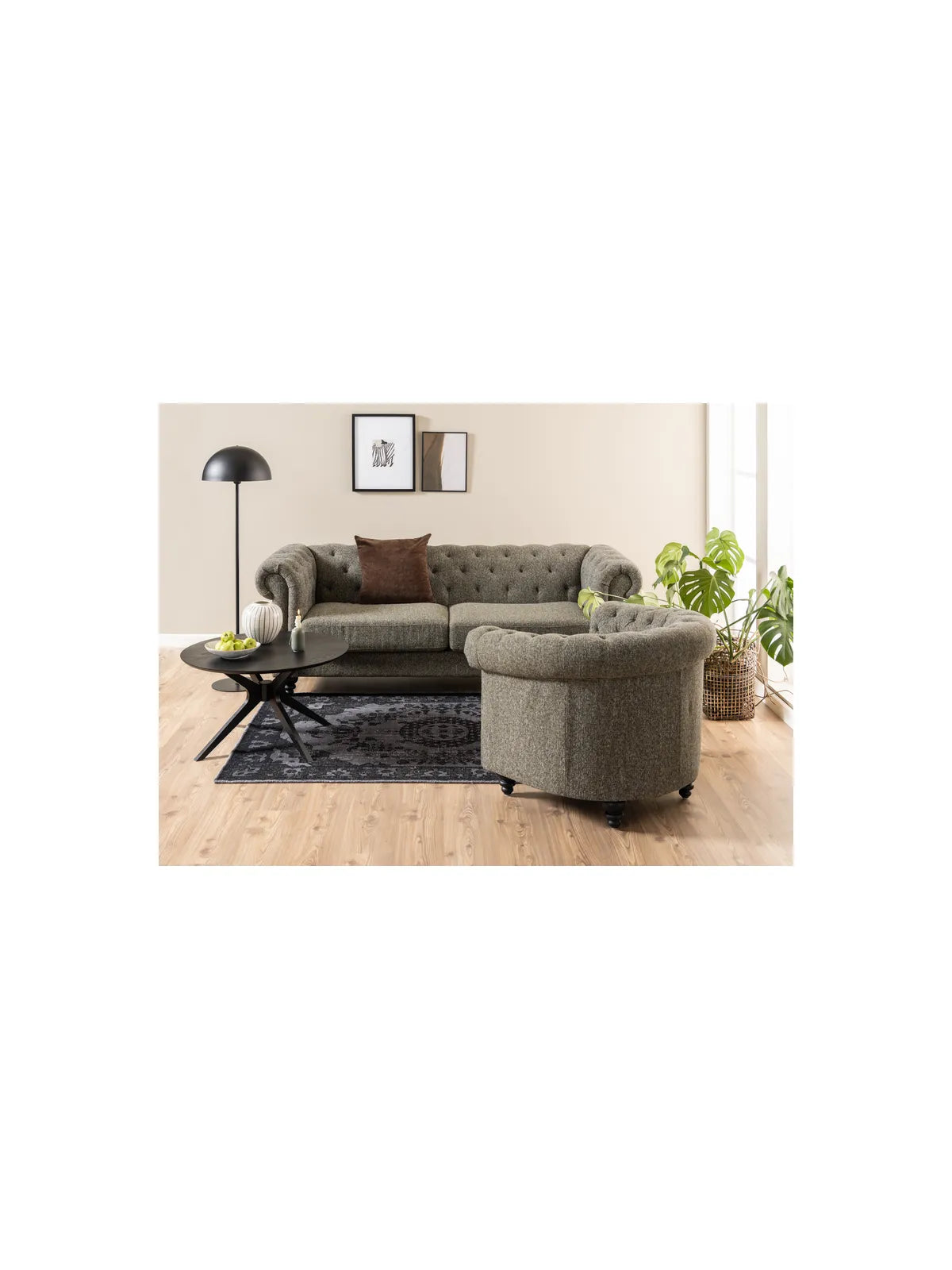 Duncan Couchtisch Matt Schwarz PU Lackiert Eiche Furnier