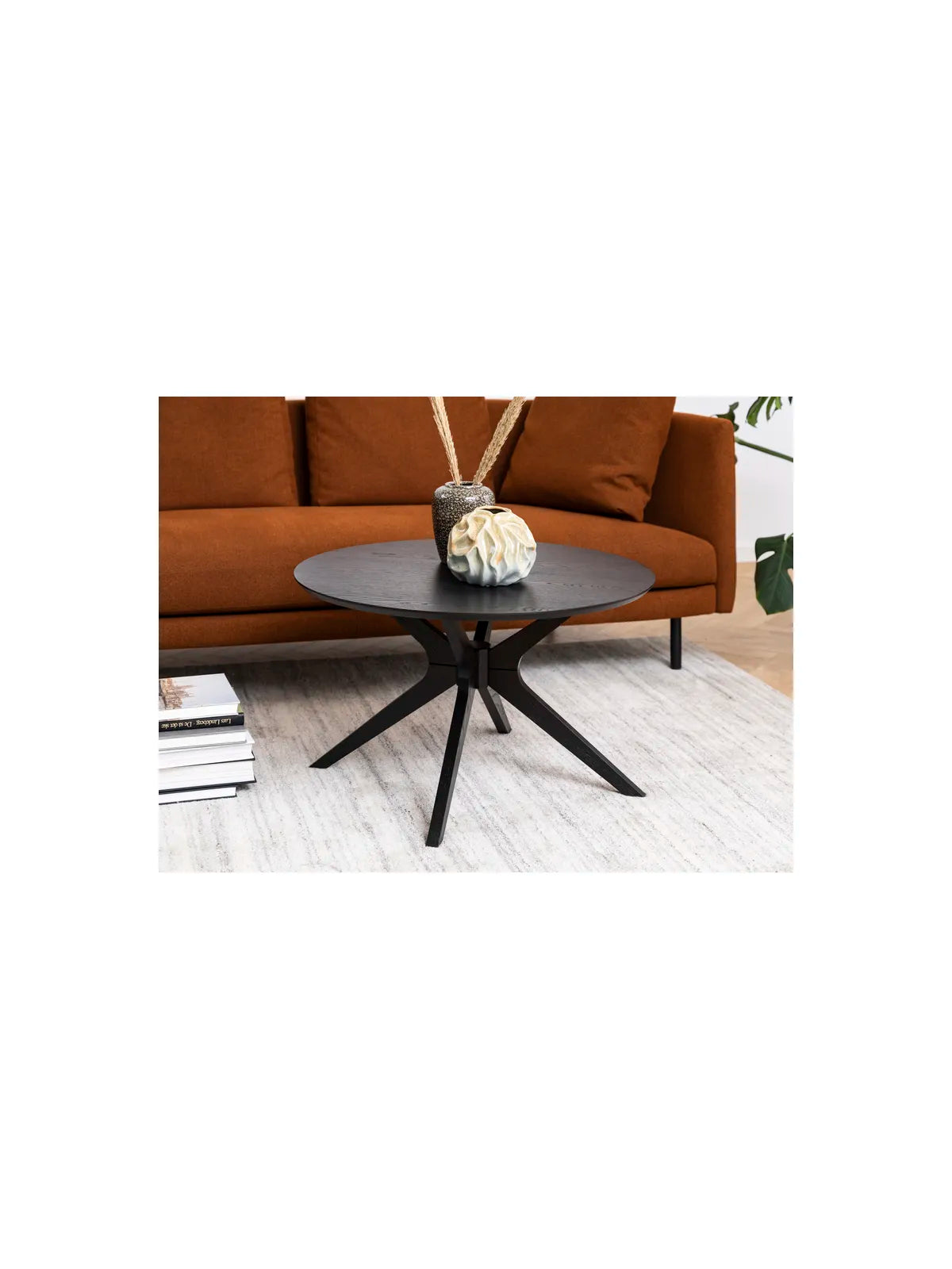 Duncan Couchtisch Matt Schwarz PU Lackiert Eiche Furnier