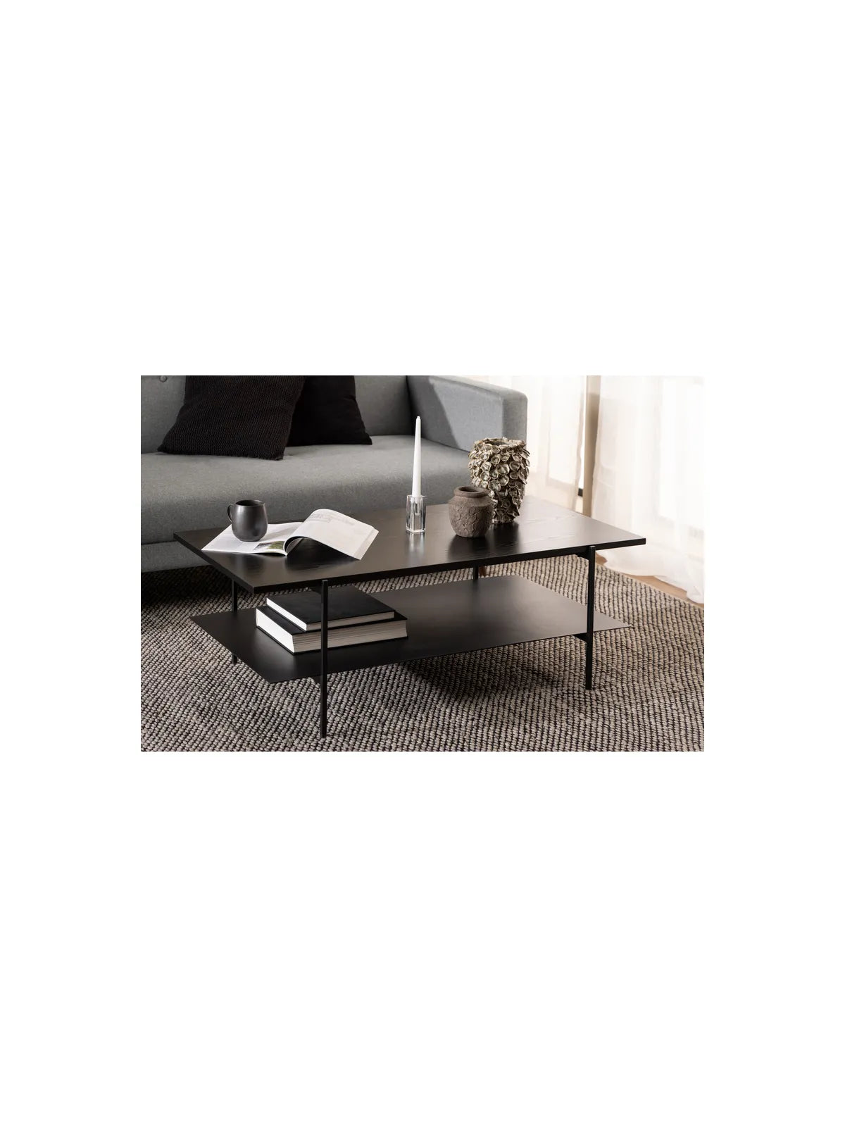 Angus Couchtisch Esche Schwarz Rau Melamin